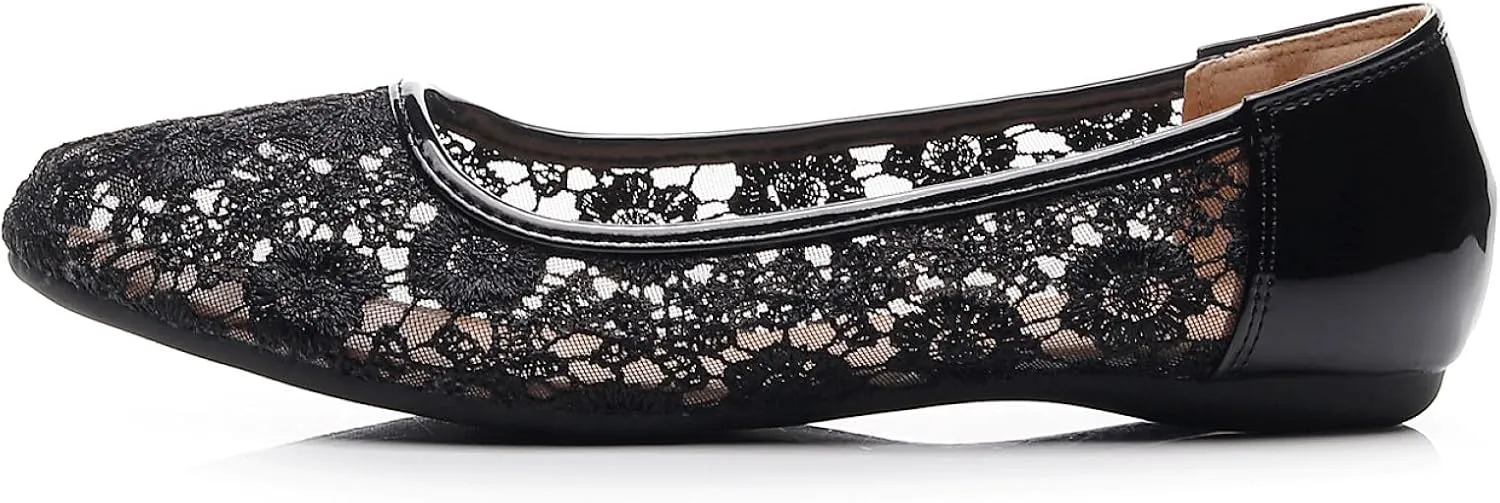 VenusCelia Women's Serenity Breathable Lace Upper Flat