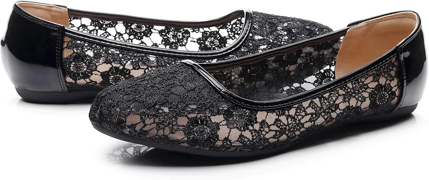 VenusCelia Women's Serenity Breathable Lace Upper Flat