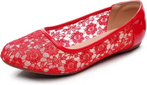 VenusCelia Women's Serenity Breathable Lace Upper Flat