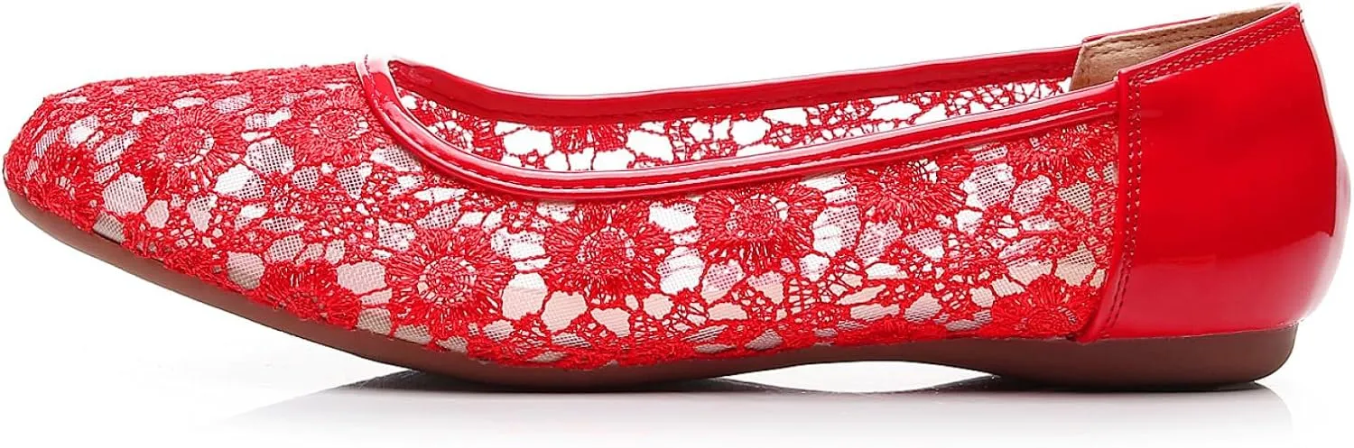 VenusCelia Women's Serenity Breathable Lace Upper Flat