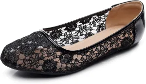 VenusCelia Women's Serenity Breathable Lace Upper Flat