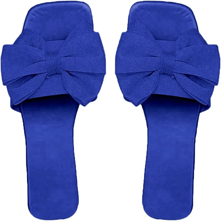 Verdusa Women's Bow Slide Sandals Open Toe Slip On Summer Flat Sandals