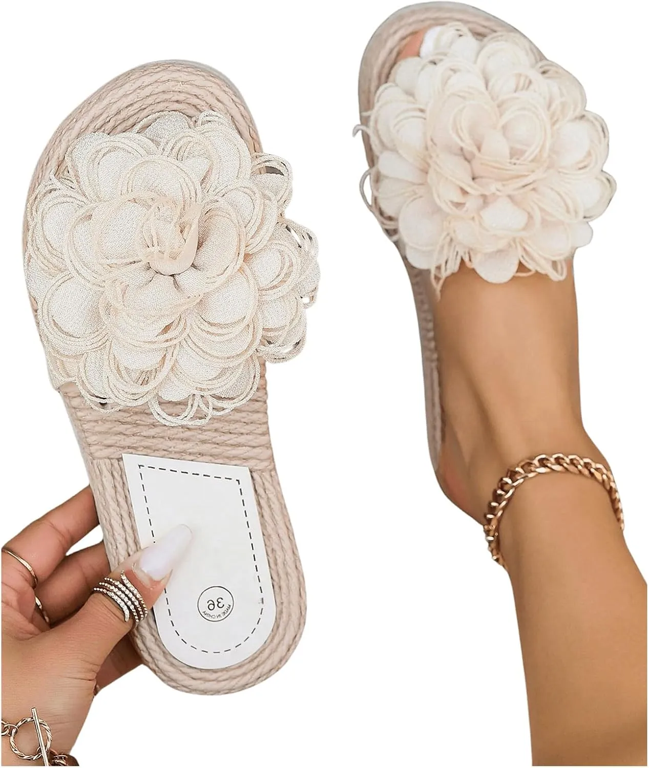 Verdusa Women's Bow Summr Flat Sandals Open Toe Sandals Slip On Slides