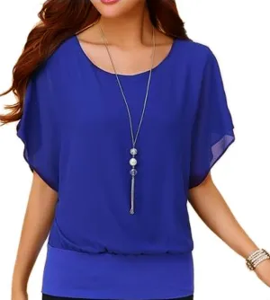 VIISHOW Women's Summer Loose Casual Short Sleeve Chiffon Top T-Shirt Blouse