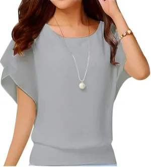 VIISHOW Women's Summer Loose Casual Short Sleeve Chiffon Top T-Shirt Blouse
