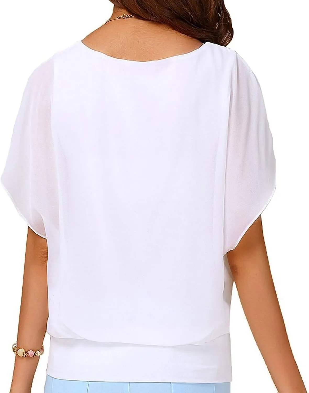 VIISHOW Women's Summer Loose Casual Short Sleeve Chiffon Top T-Shirt Blouse