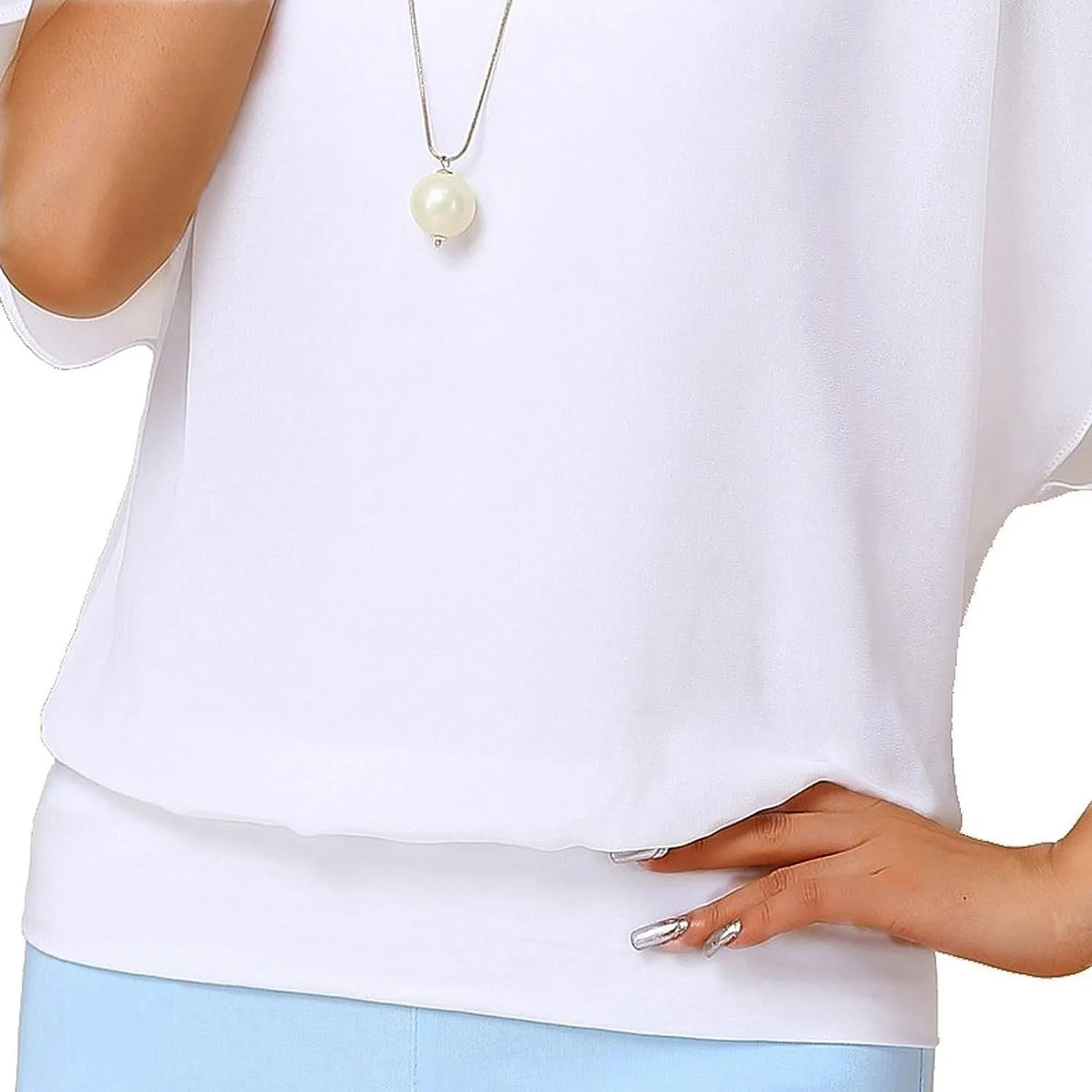 VIISHOW Women's Summer Loose Casual Short Sleeve Chiffon Top T-Shirt Blouse