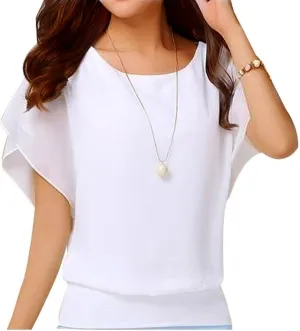 VIISHOW Women's Summer Loose Casual Short Sleeve Chiffon Top T-Shirt Blouse