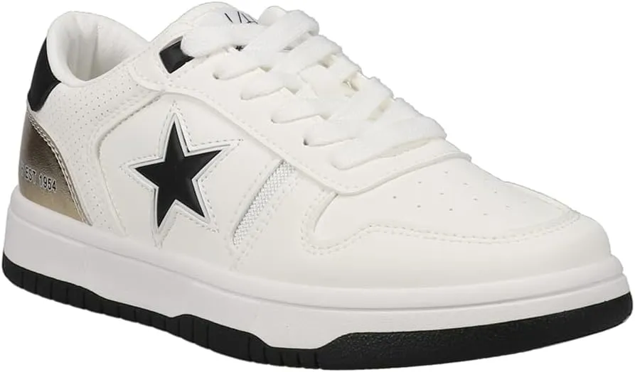 Vintage Havana Womens Fresh Metallic Lace Up Sneakers Shoes Casual - White
