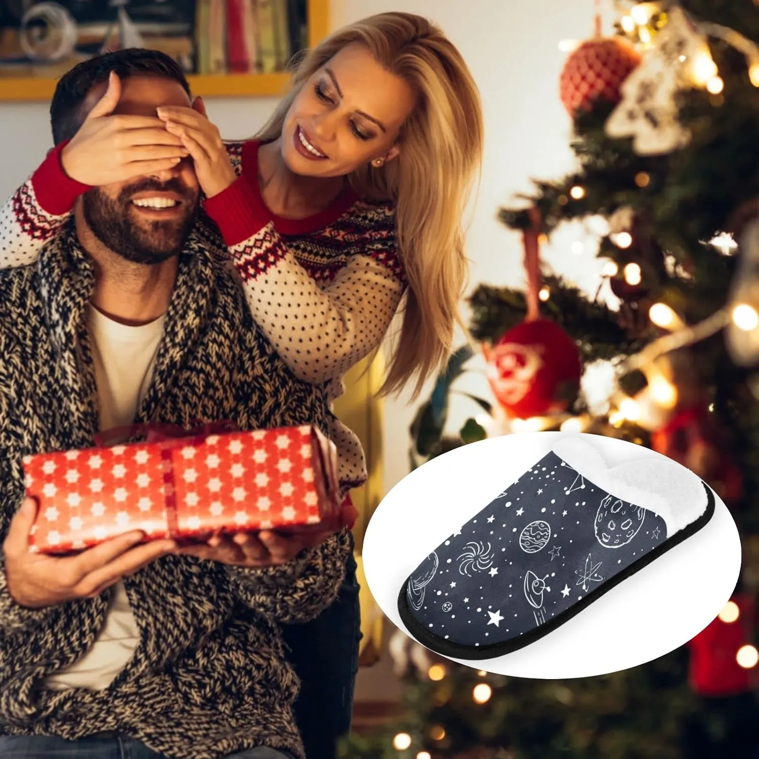 visesunny Night Sky Star Moon Space Planet Cozy Fuzzy Mens Womens Memory Foam House Slippers Plush Fleece Indoor Outdoor Slipper