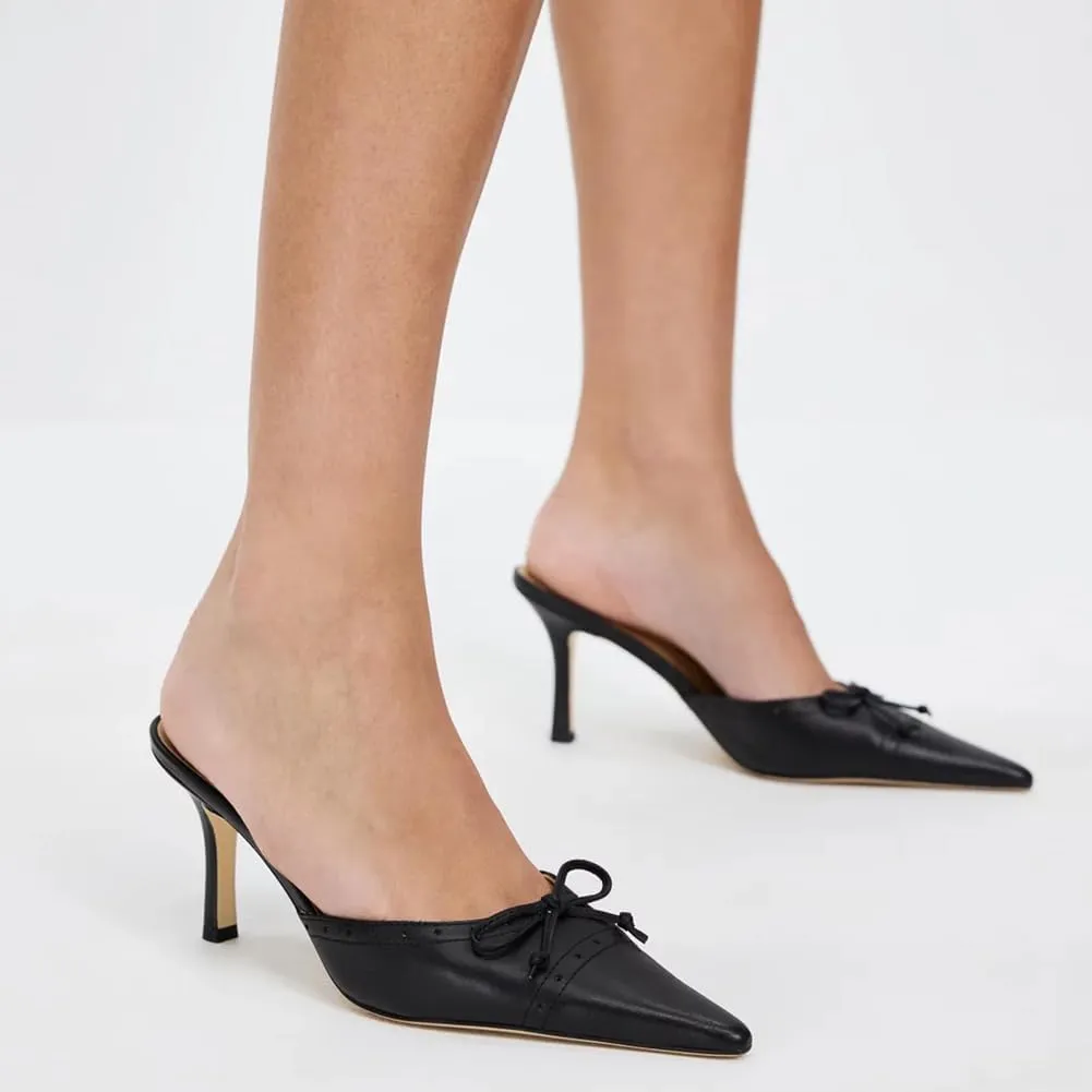 VOMIRA Kitten Heels Pointed Toe Heeled Sandals Backless Ankle Strap Stiletto High Heels Pumps Shoes Bridal Wedding Dress Sandals