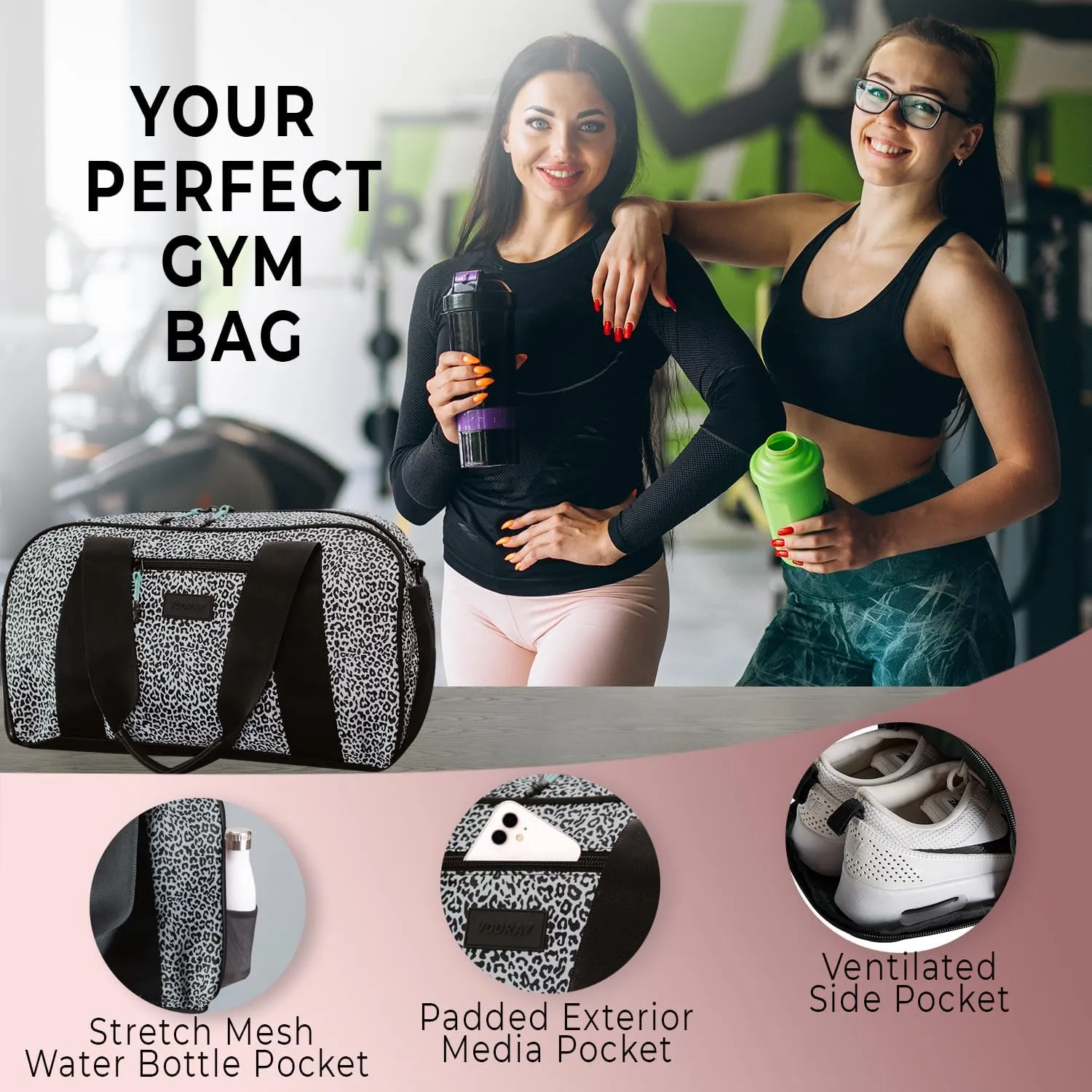Vooray Burner Gym Duffel Bag, Gym Bag for Women and Men with Shoe Compartment, Weekender, Overnight & Travel Duffel for Sports and Workout