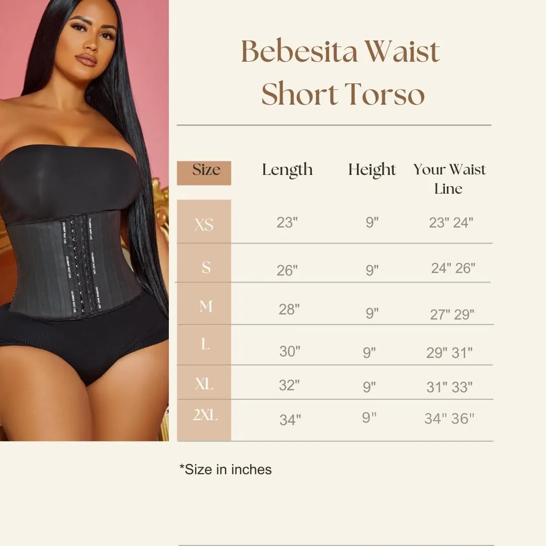 Waist Trainer for Women & Girls, 9” Length, 25 Steel Bones, Adjustable 3 Rows of Hooks, High Compression