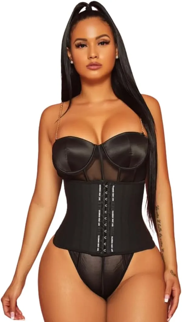 Waist Trainer for Women & Girls, 9” Length, 25 Steel Bones, Adjustable 3 Rows of Hooks, High Compression