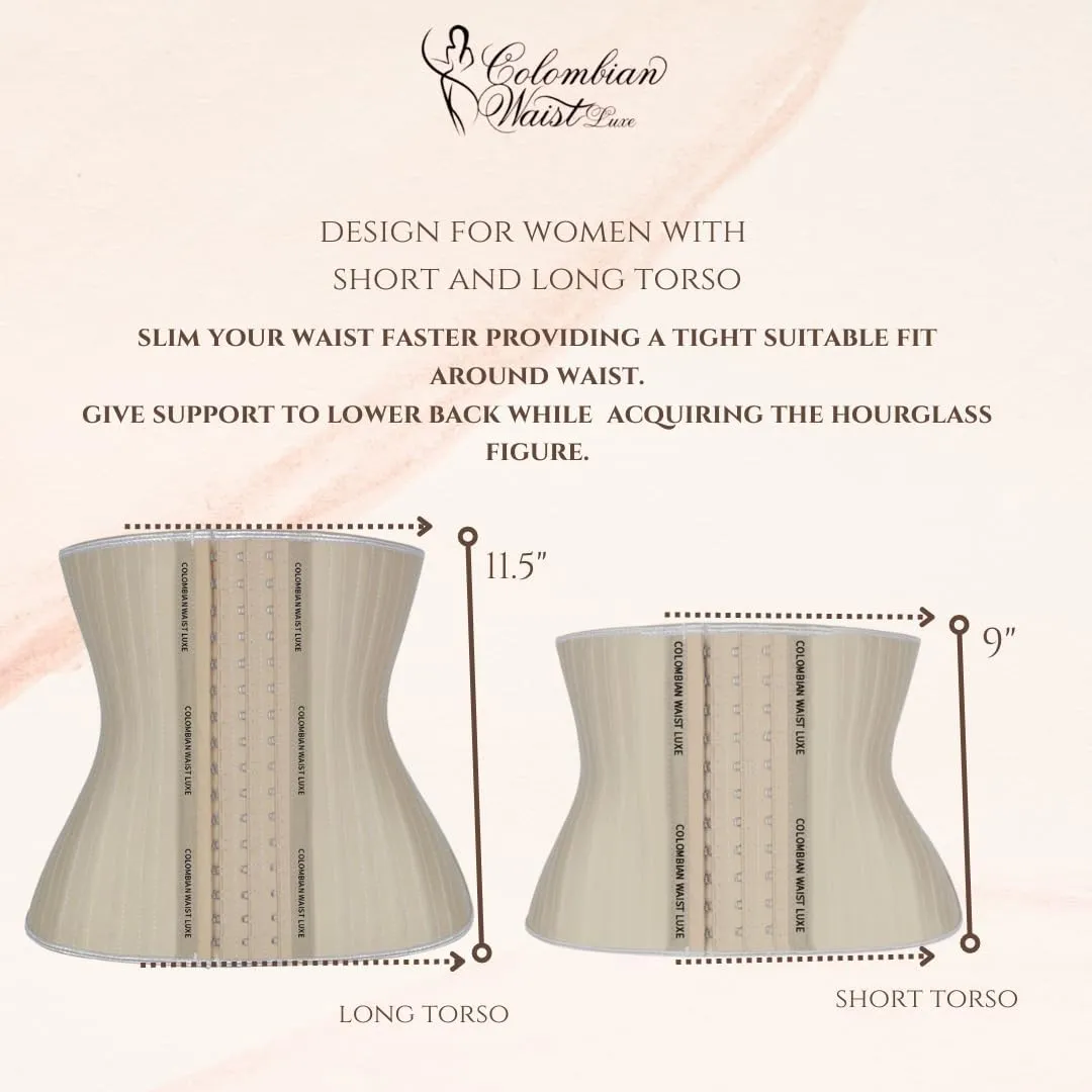 Waist Trainer for Women & Girls, 9” Length, 25 Steel Bones, Adjustable 3 Rows of Hooks, High Compression