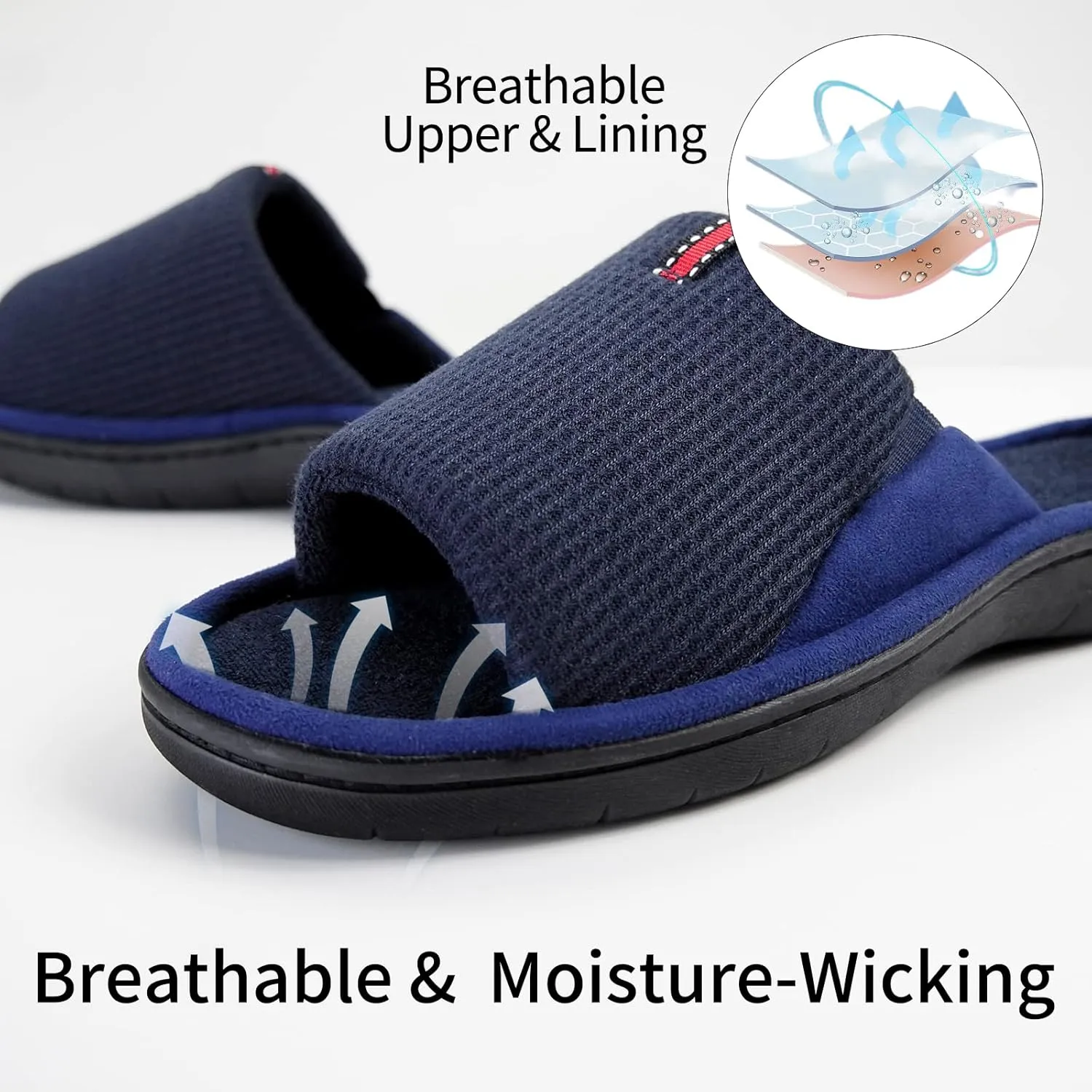 WALKFUN Lightweight House Slippers for Men Open Toe Soft Indoor Slip on Mens Slides Sandals with Memory Foam for Bedroom Patio£¬All Seasons