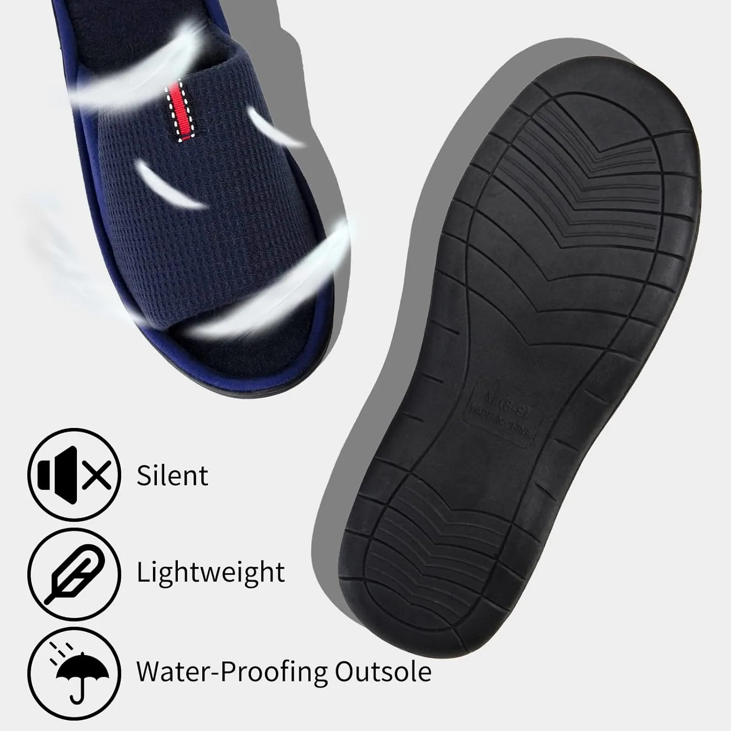 WALKFUN Lightweight House Slippers for Men Open Toe Soft Indoor Slip on Mens Slides Sandals with Memory Foam for Bedroom Patio£¬All Seasons