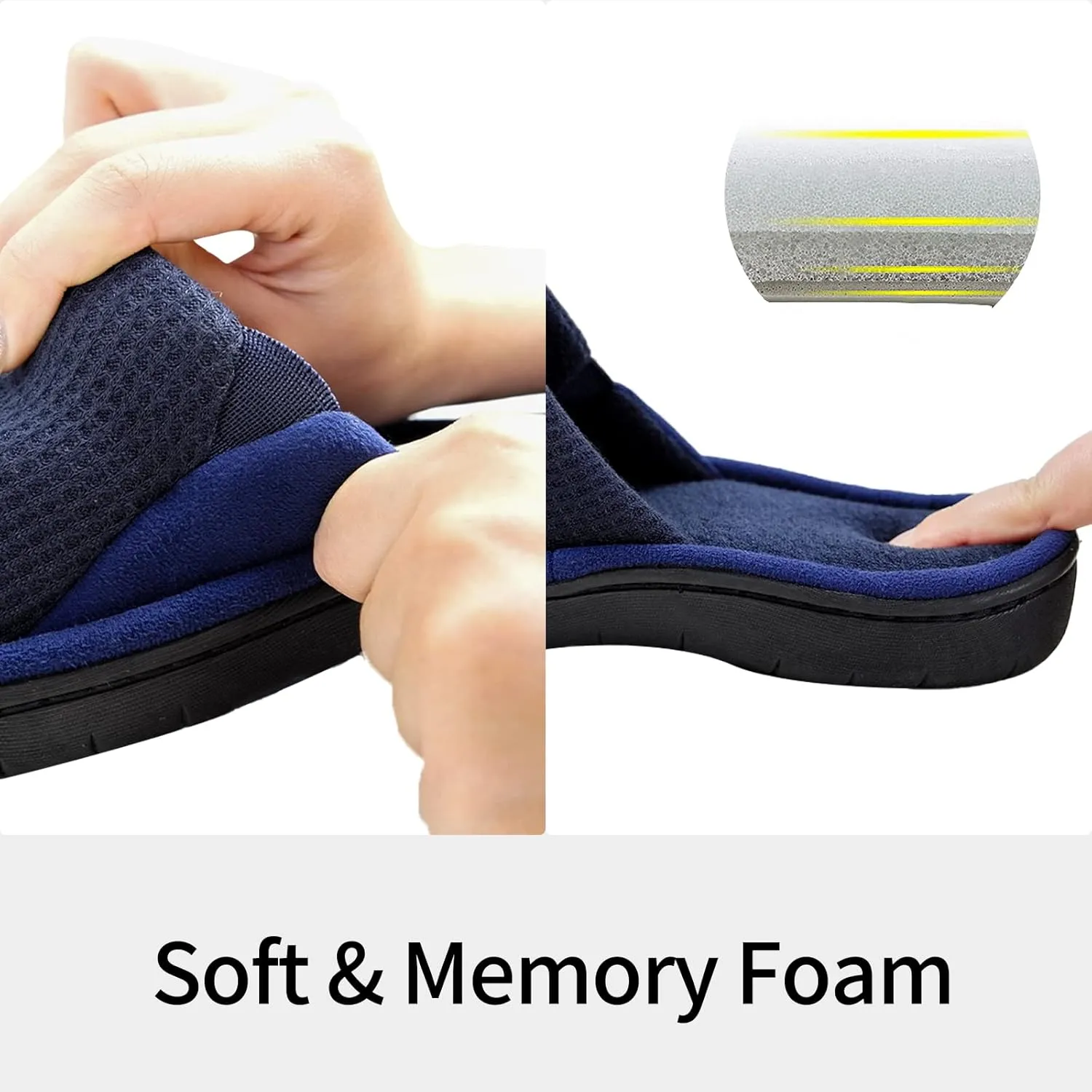 WALKFUN Lightweight House Slippers for Men Open Toe Soft Indoor Slip on Mens Slides Sandals with Memory Foam for Bedroom Patio£¬All Seasons