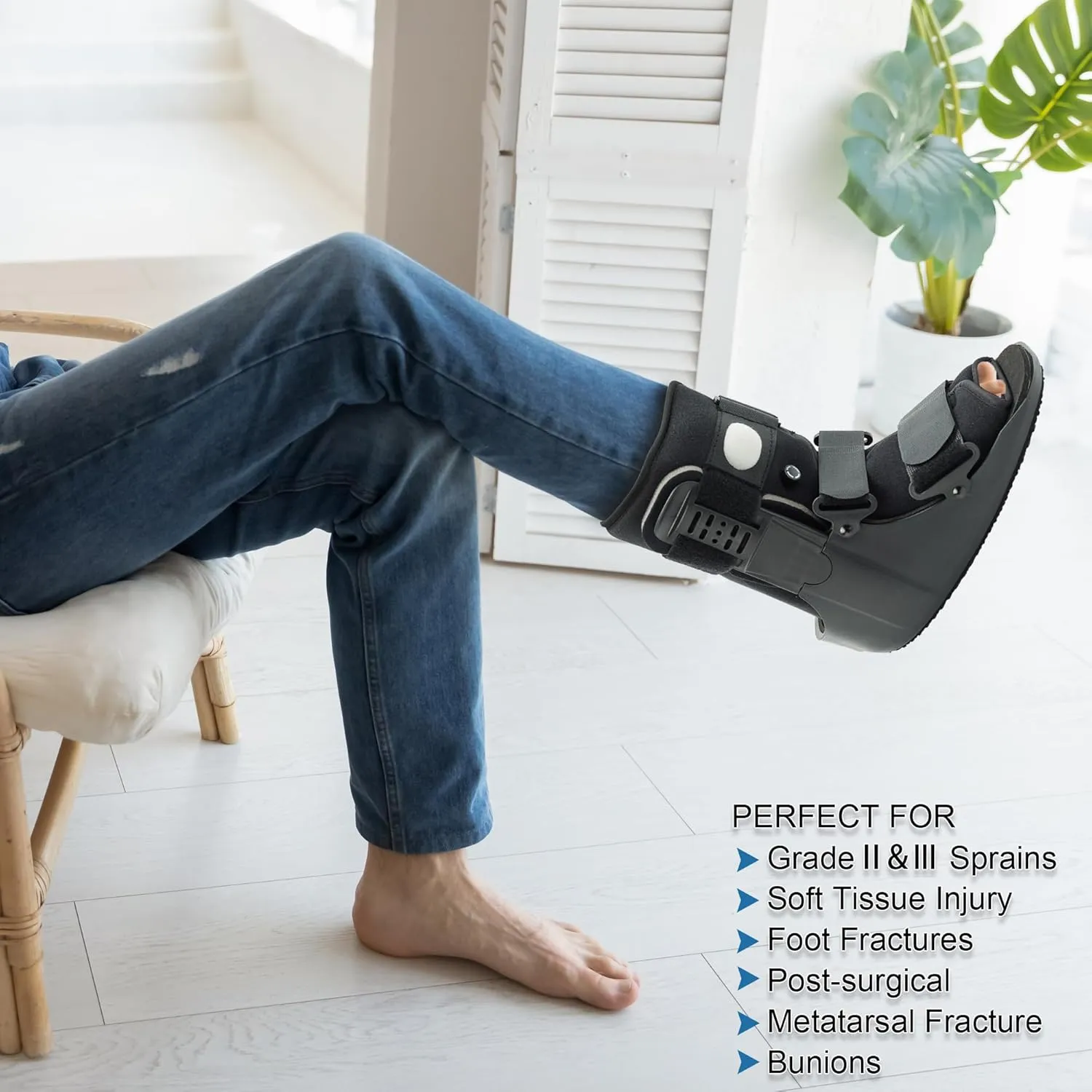 Walking Boot for Broken Foot & Injuries - Lightweight Medical Boot with Anti-Slip Sole, Adjustable Straps & Rigid Support for Ankle/Foot Recovery L