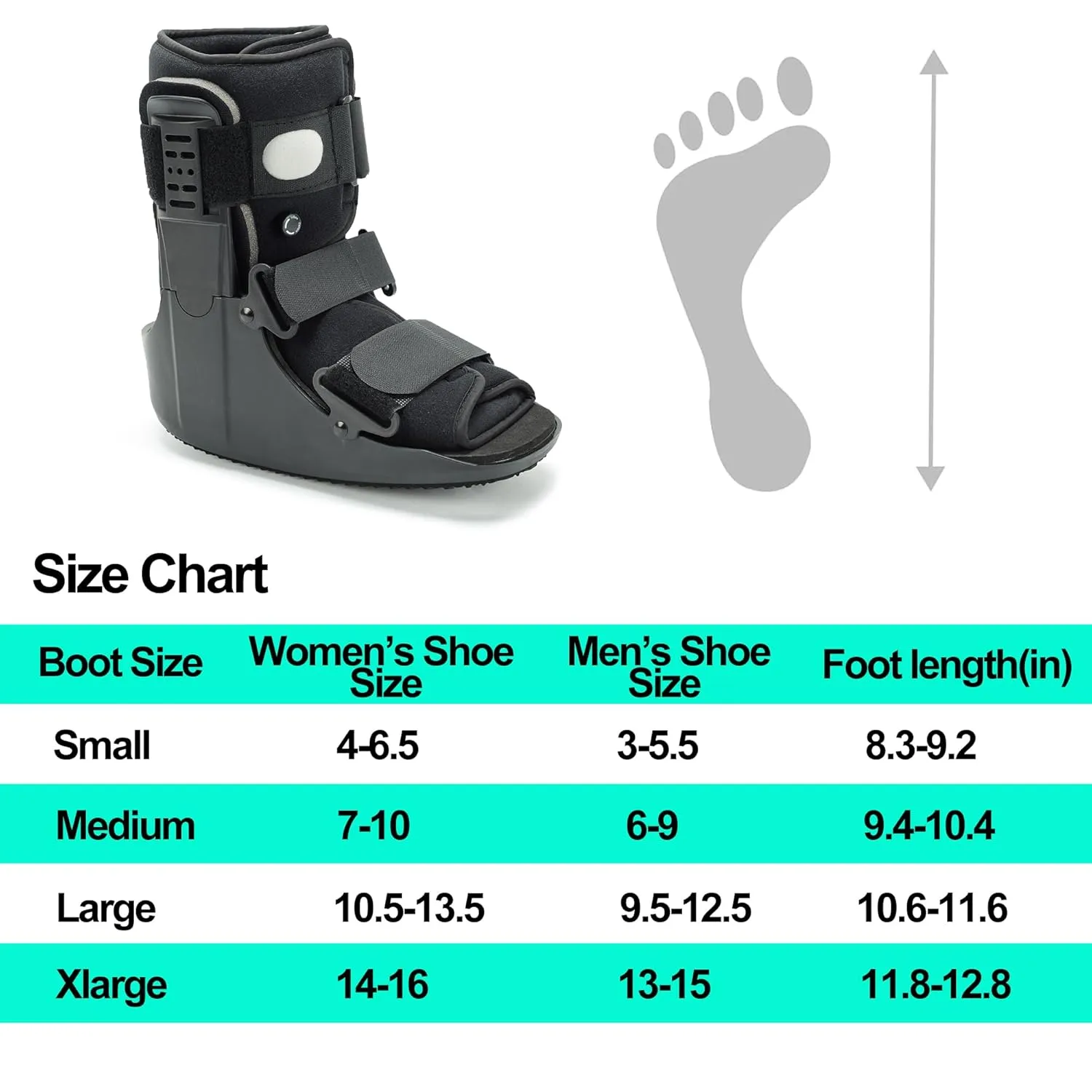 Walking Boot for Broken Foot & Injuries - Lightweight Medical Boot with Anti-Slip Sole, Adjustable Straps & Rigid Support for Ankle/Foot Recovery L
