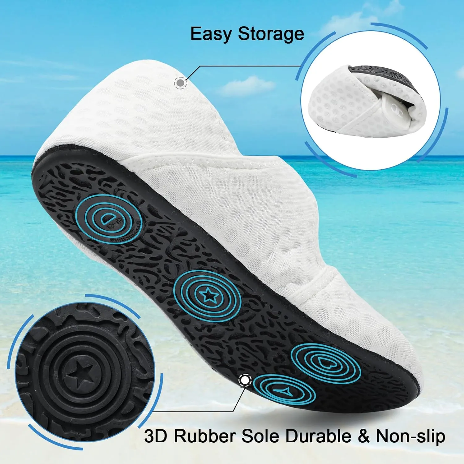 Water Shoes for Women Men Barefoot Beach Swim Aqua Socks Summer Wide Slides Sandals Quick Dry Pool River Sea Sock Shoes