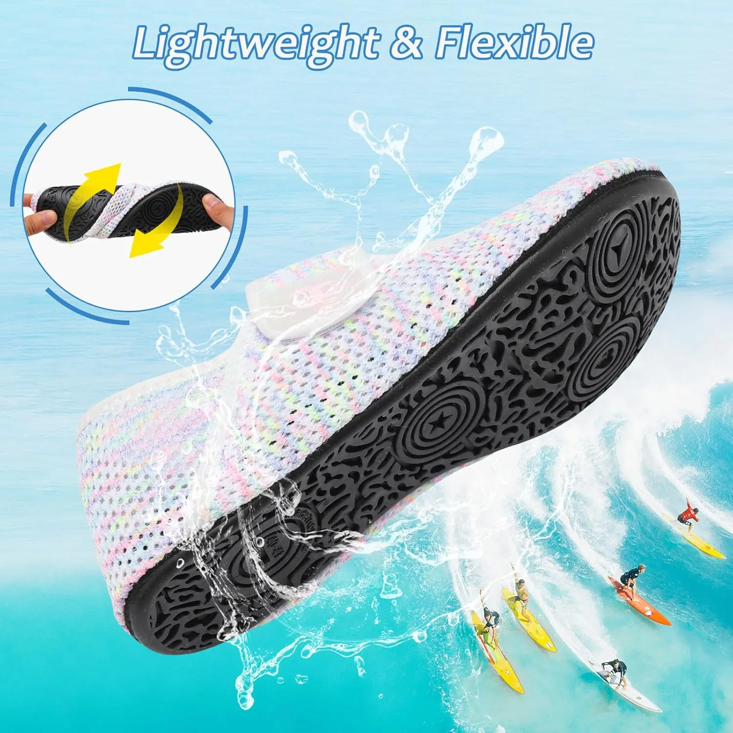 Water Shoes for Women Men Barefoot Beach Swim Aqua Socks Summer Wide Slides Sandals Quick Dry Pool River Sea Sock Shoes