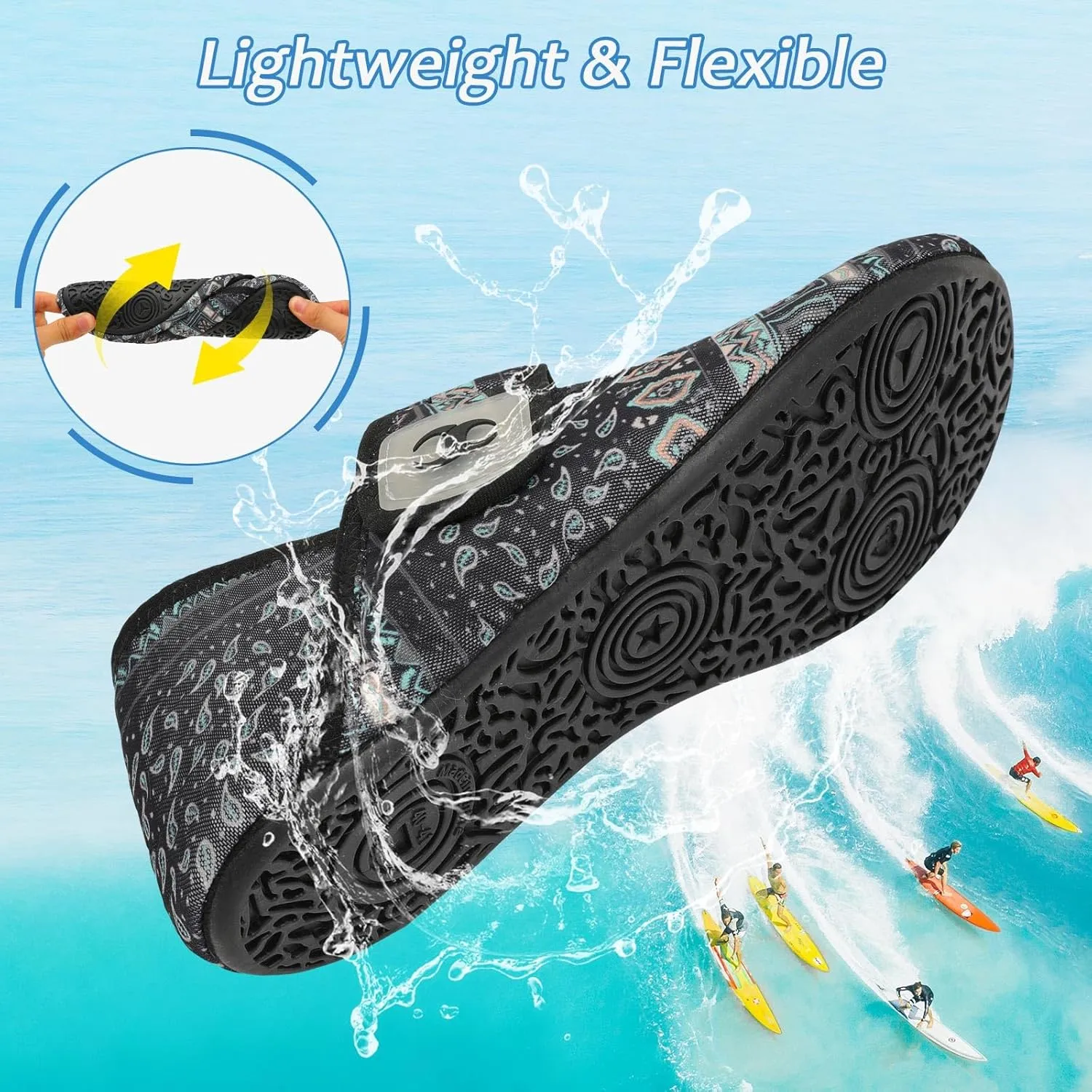 Water Shoes for Women Men Barefoot Beach Swim Aqua Socks Summer Wide Slides Sandals Quick Dry Pool River Sea Sock Shoes