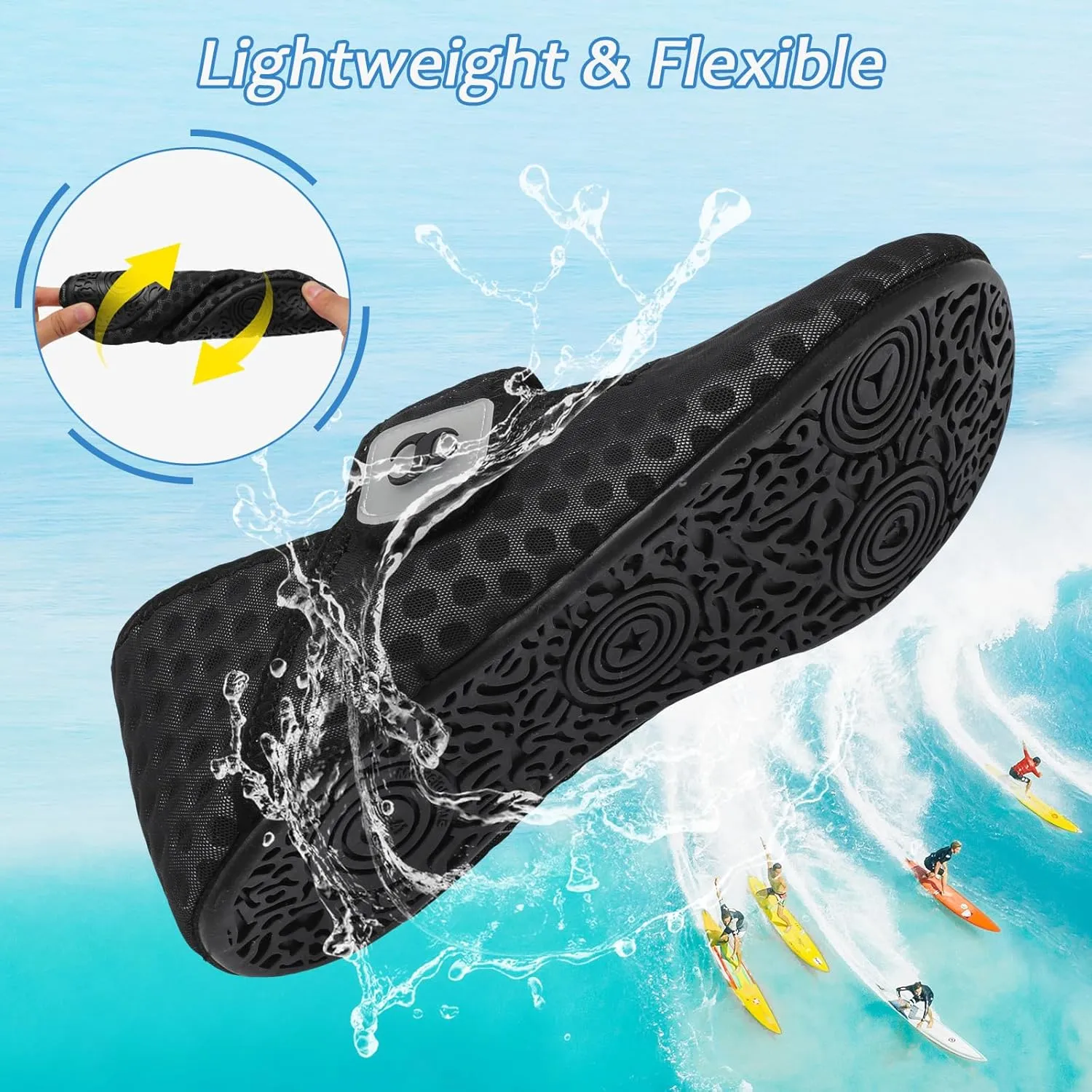 Water Shoes for Women Men Barefoot Beach Swim Aqua Socks Summer Wide Slides Sandals Quick Dry Pool River Sea Sock Shoes