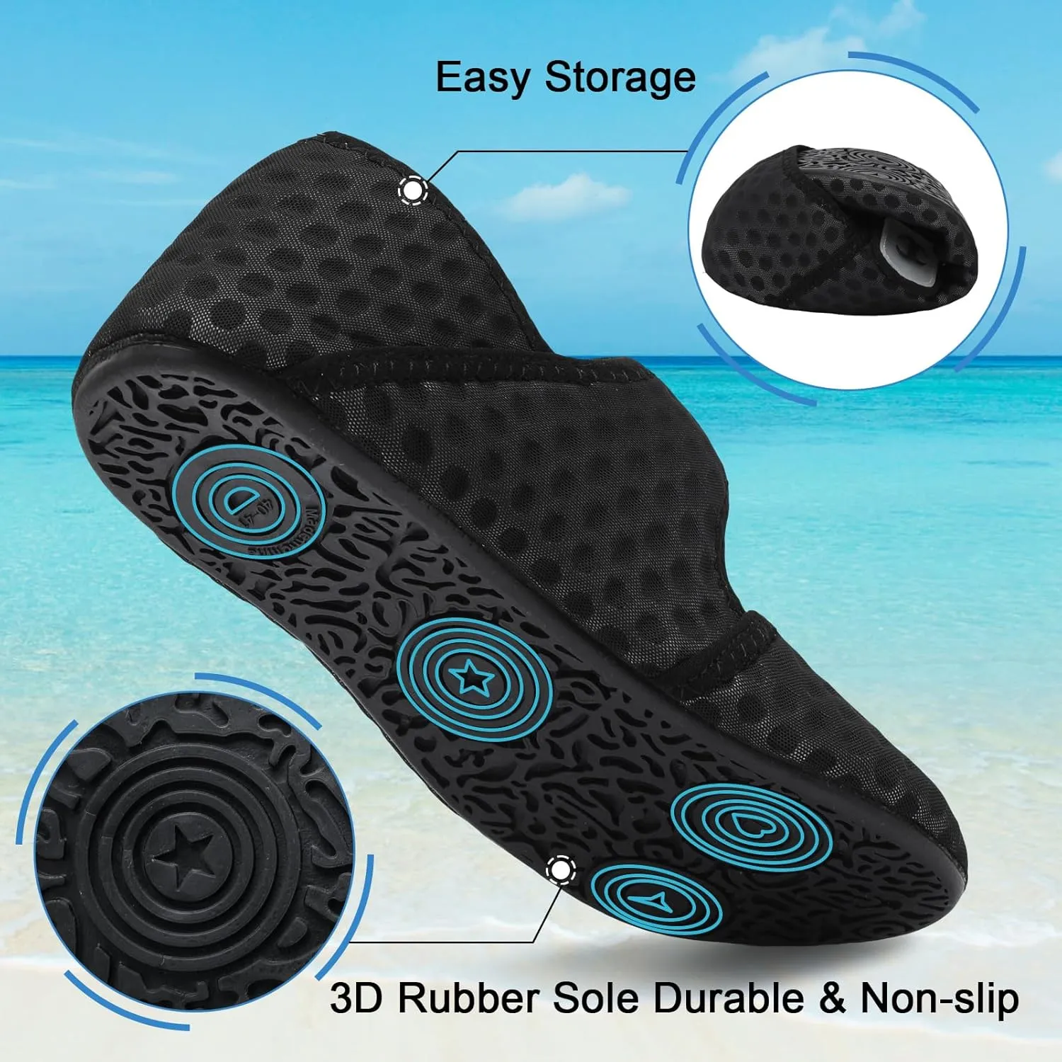 Water Shoes for Women Men Barefoot Beach Swim Aqua Socks Summer Wide Slides Sandals Quick Dry Pool River Sea Sock Shoes