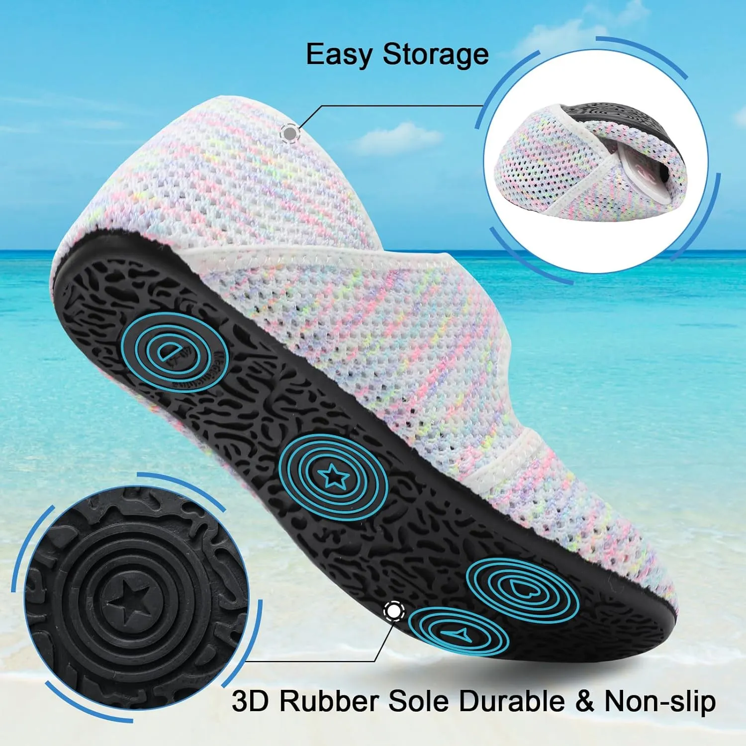 Water Shoes for Women Men Barefoot Beach Swim Aqua Socks Summer Wide Slides Sandals Quick Dry Pool River Sea Sock Shoes