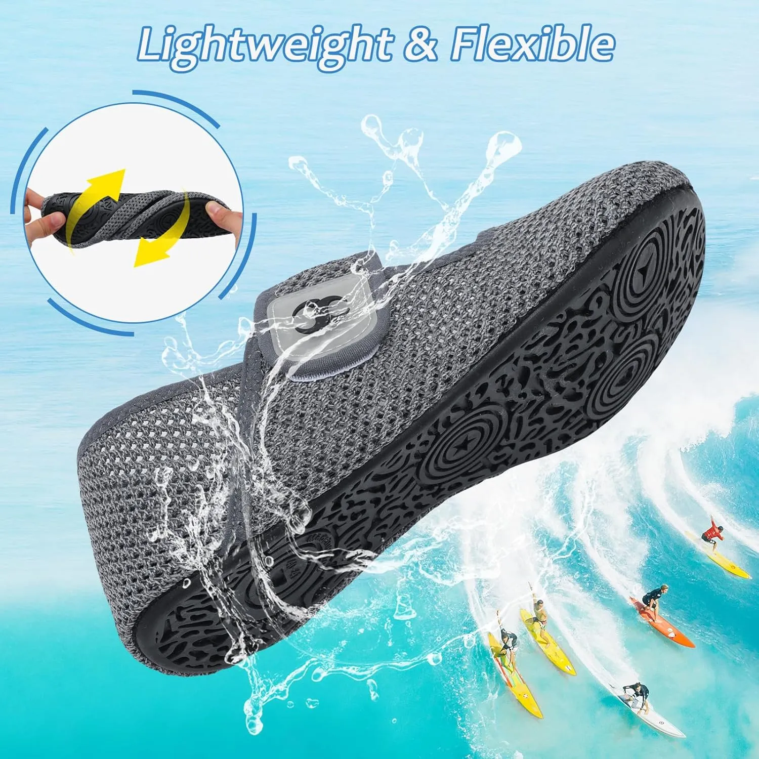 Water Shoes for Women Men Barefoot Beach Swim Aqua Socks Summer Wide Slides Sandals Quick Dry Pool River Sea Sock Shoes