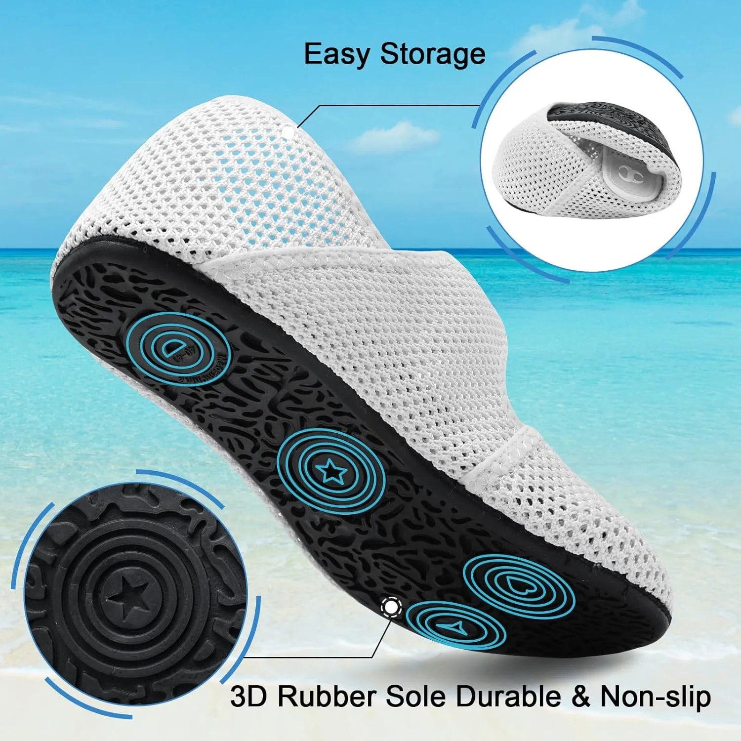 Water Shoes for Women Men Barefoot Beach Swim Aqua Socks Summer Wide Slides Sandals Quick Dry Pool River Sea Sock Shoes