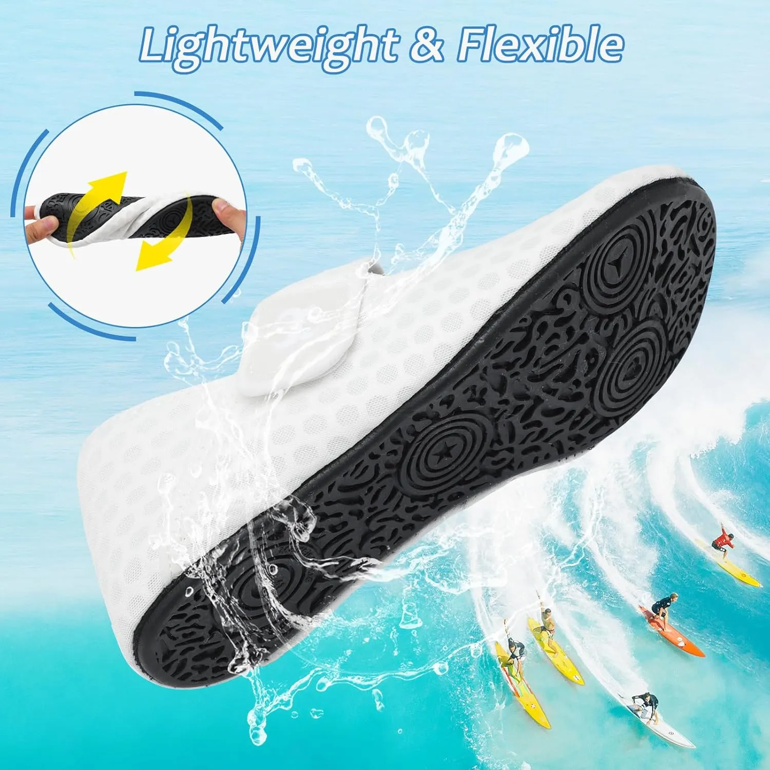 Water Shoes for Women Men Barefoot Beach Swim Aqua Socks Summer Wide Slides Sandals Quick Dry Pool River Sea Sock Shoes