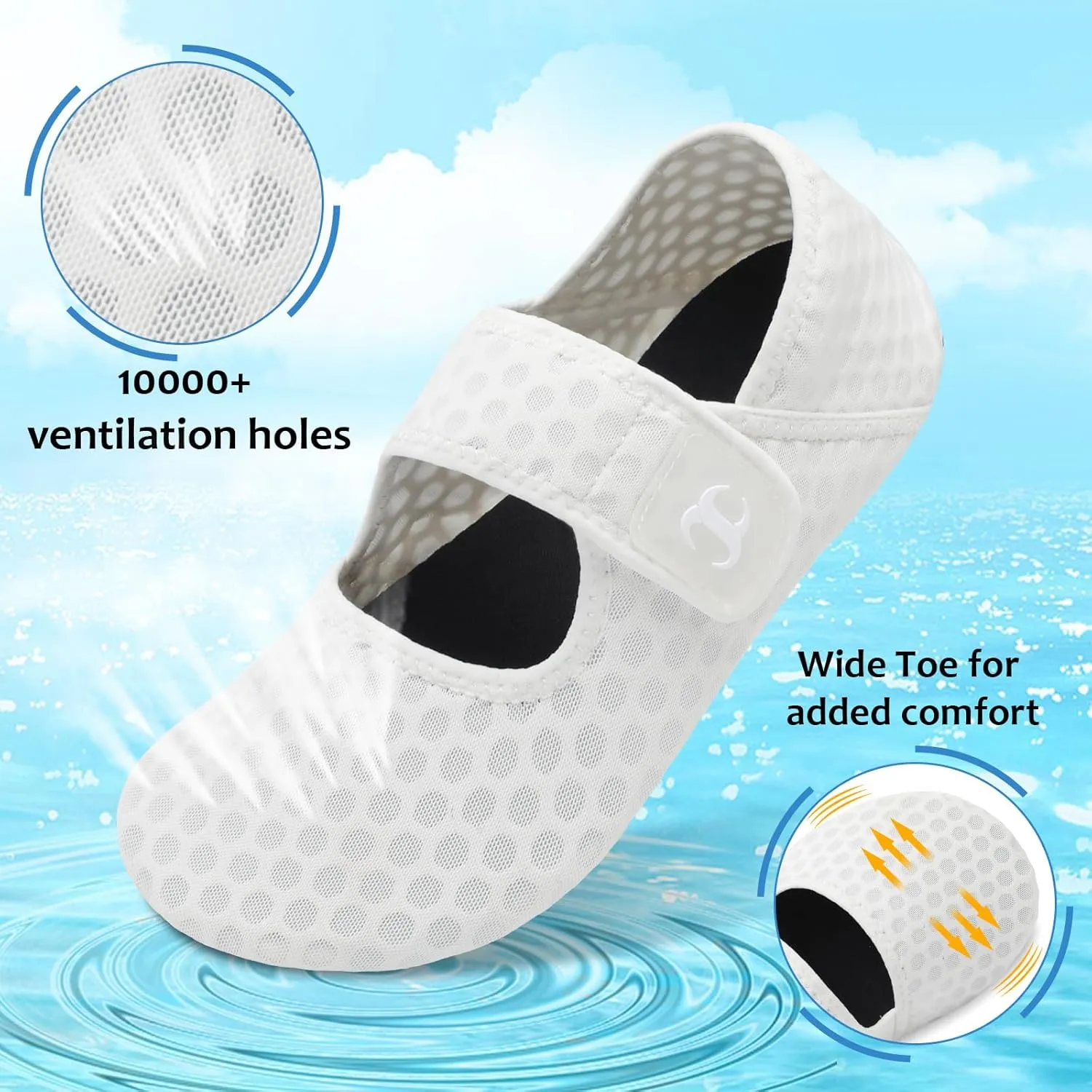 Water Shoes for Women Men Barefoot Beach Swim Aqua Socks Summer Wide Slides Sandals Quick Dry Pool River Sea Sock Shoes