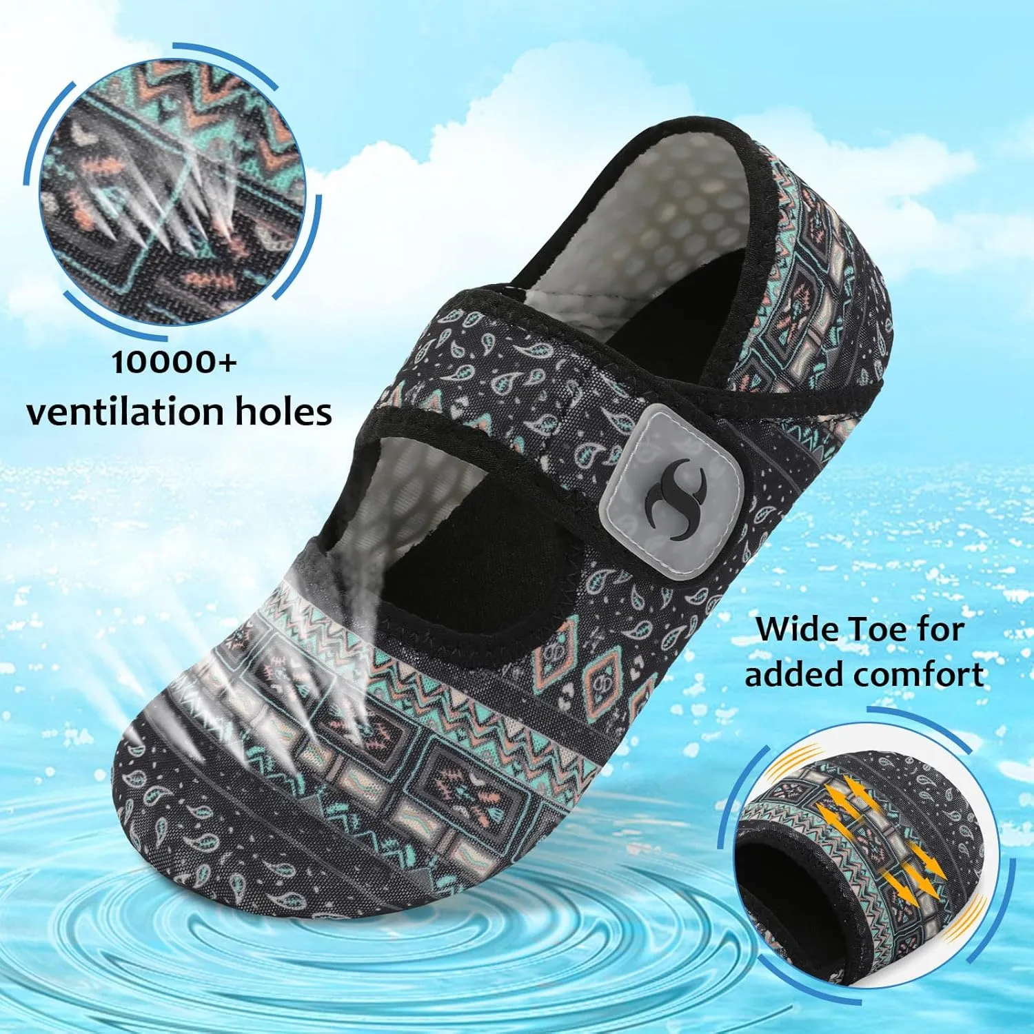 Water Shoes for Women Men Barefoot Beach Swim Aqua Socks Summer Wide Slides Sandals Quick Dry Pool River Sea Sock Shoes