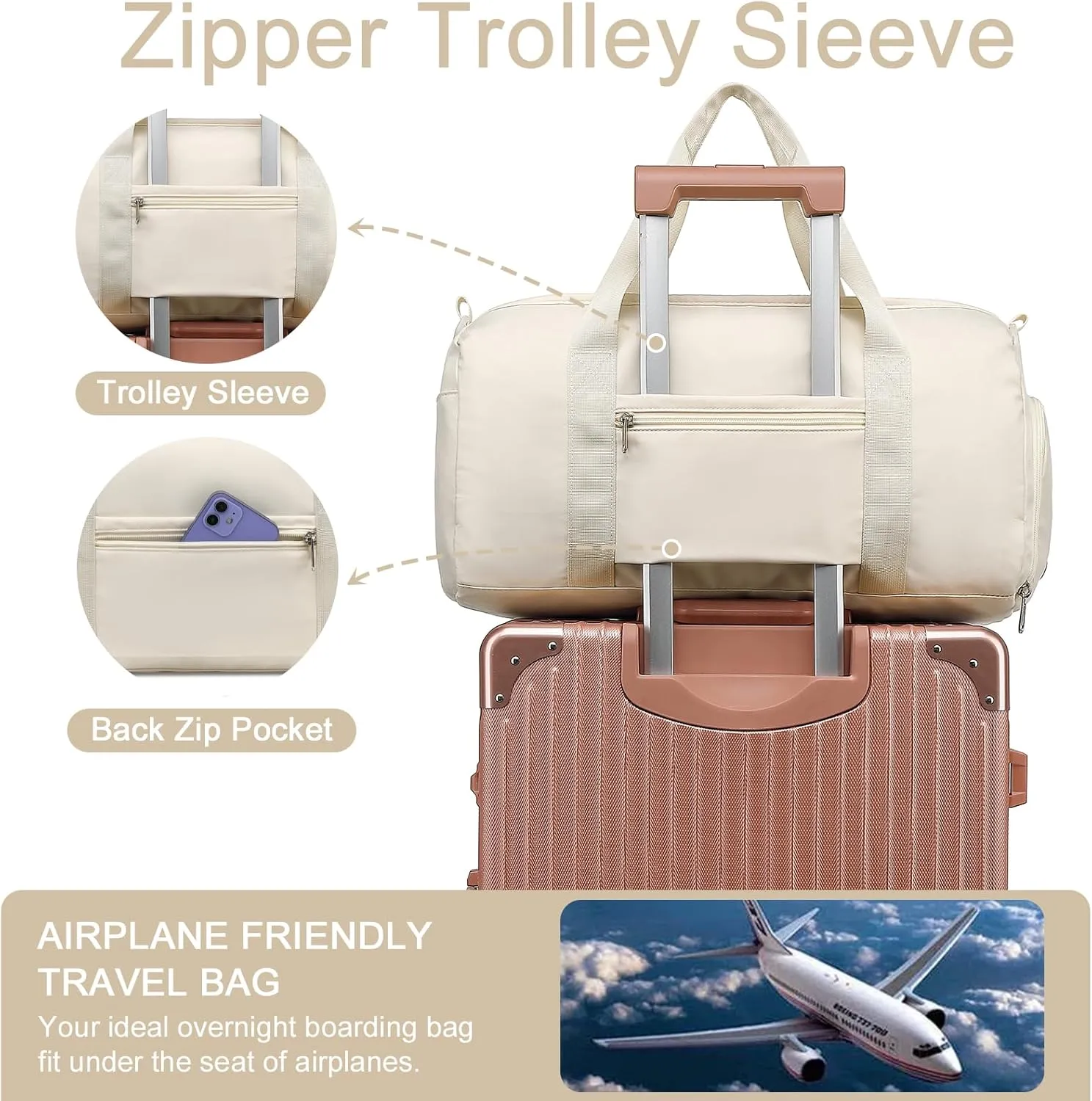 Weekender Duffel Sport Gym Bag Women Girls Travel duffle Bags with Shoe Compartment Wet Pocket