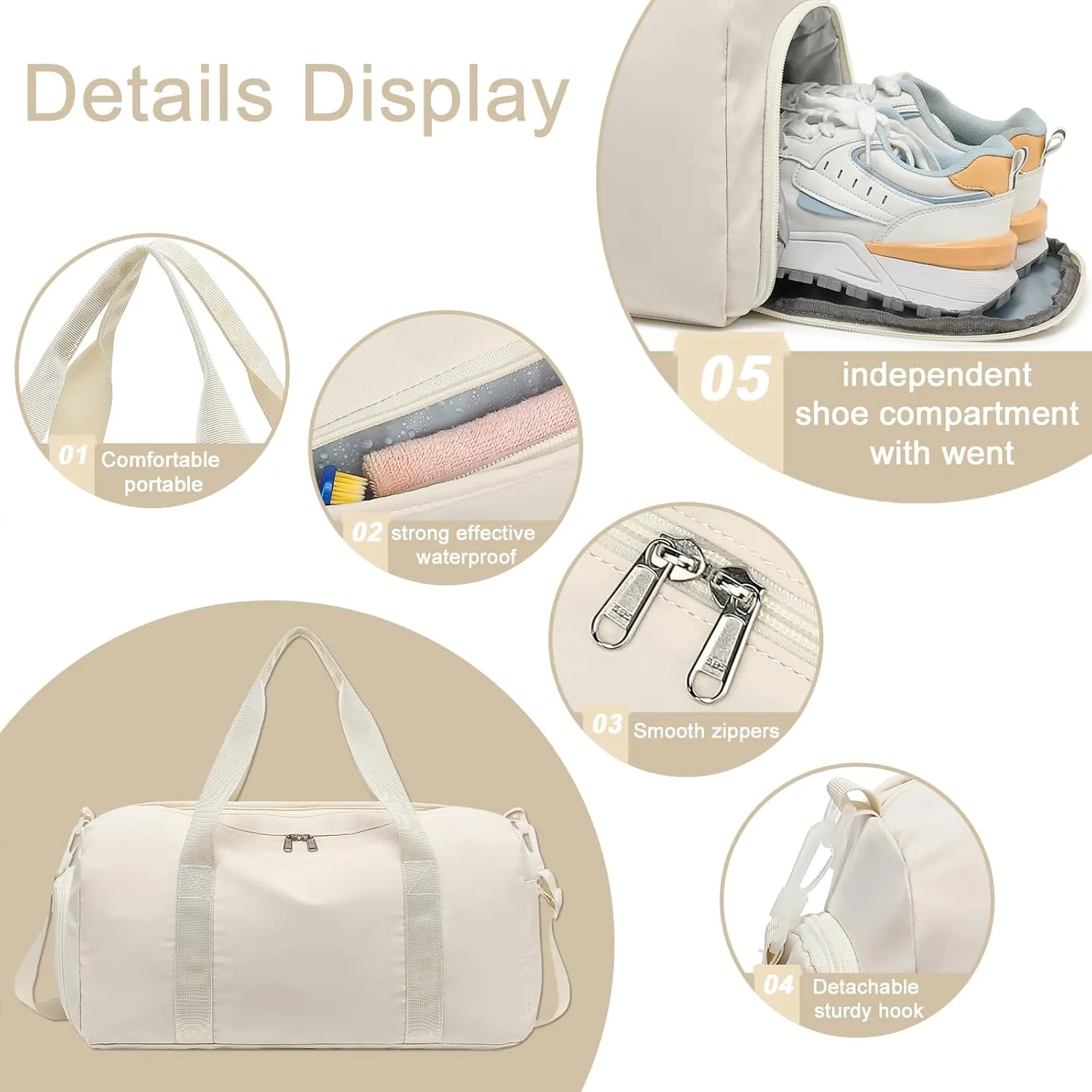 Weekender Duffel Sport Gym Bag Women Girls Travel duffle Bags with Shoe Compartment Wet Pocket