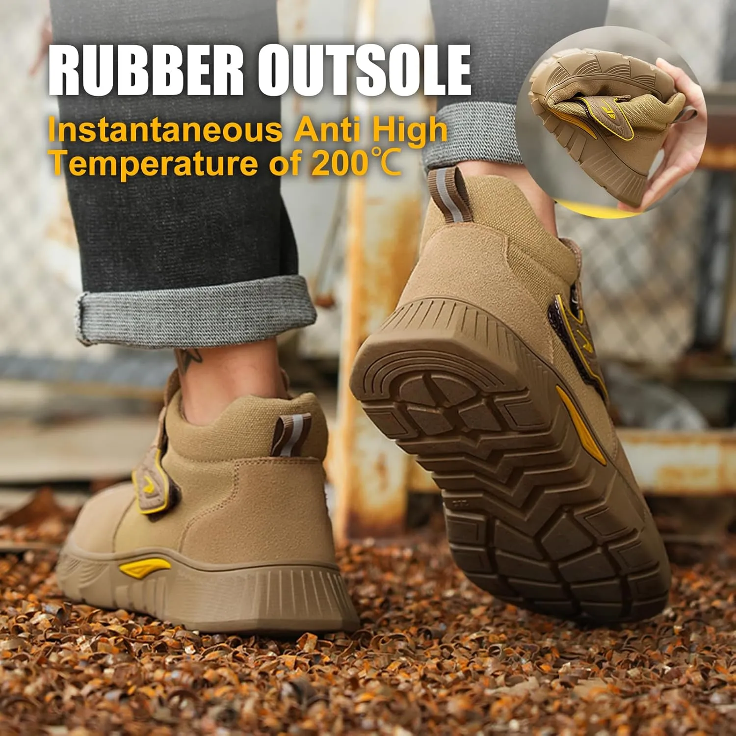 Welding Work Boots for Men Women Slip on Steel Toe Safety Shoes Comfortable Indestructible Work Boots Puncture Proof Lightweight Breathable Construction Shoes