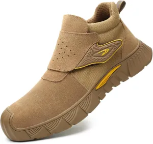 Welding Work Boots for Men Women Slip on Steel Toe Safety Shoes Comfortable Indestructible Work Boots Puncture Proof Lightweight Breathable Construction Shoes