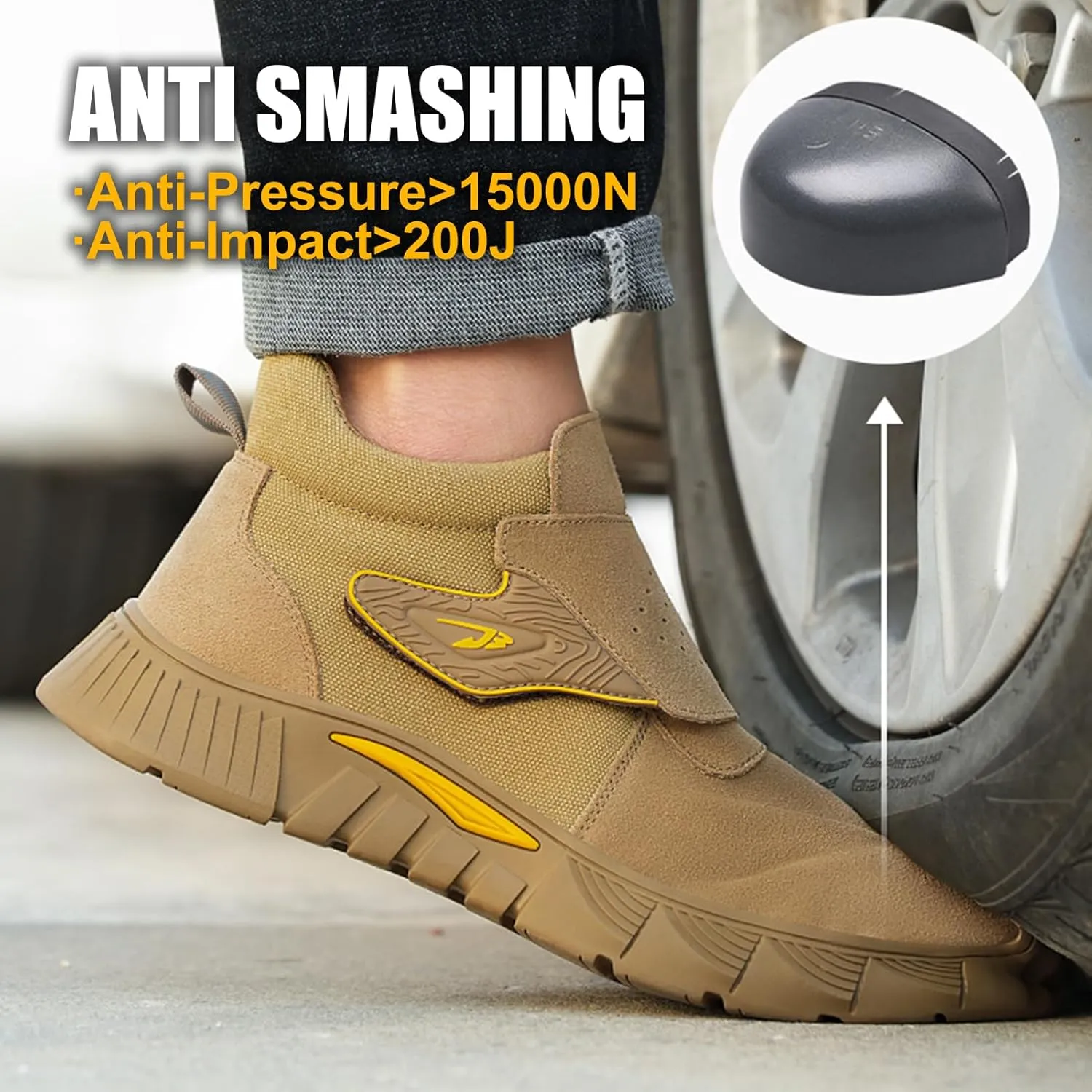 Welding Work Boots for Men Women Slip on Steel Toe Safety Shoes Comfortable Indestructible Work Boots Puncture Proof Lightweight Breathable Construction Shoes