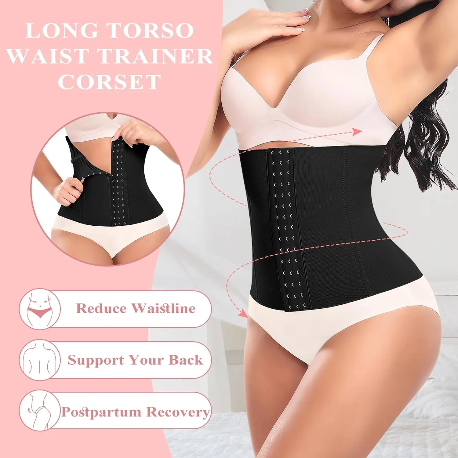 Werena Waist Trainer for Women Corset Shapewear Tummy Control Slimming Body Shaper Girdle Waist Cincher Postpartum Belly Band