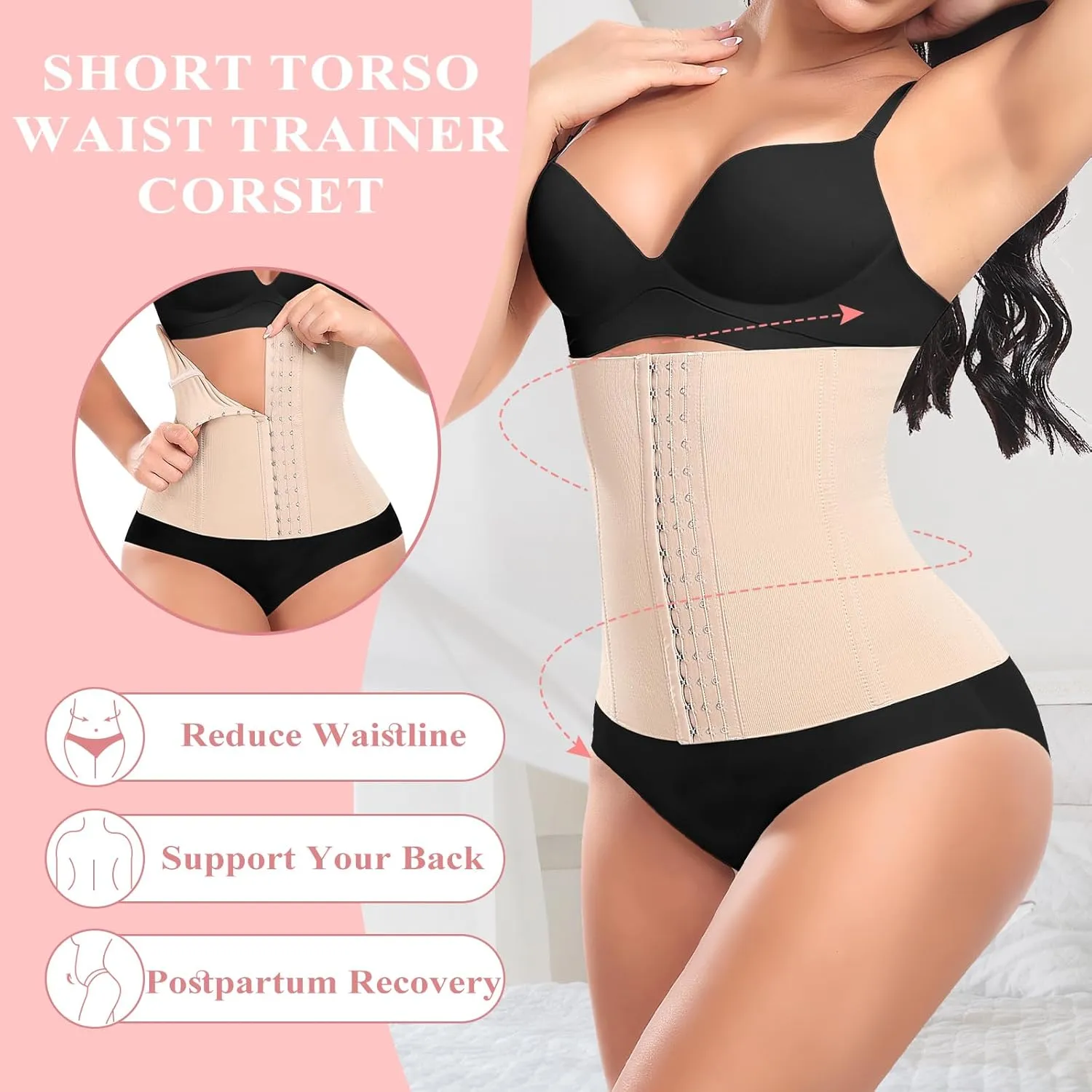 Werena Waist Trainer for Women Corset Shapewear Tummy Control Slimming Body Shaper Girdle Waist Cincher Postpartum Belly Band