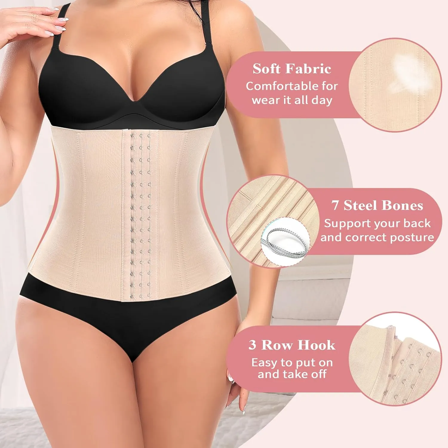 Werena Waist Trainer for Women Corset Shapewear Tummy Control Slimming Body Shaper Girdle Waist Cincher Postpartum Belly Band