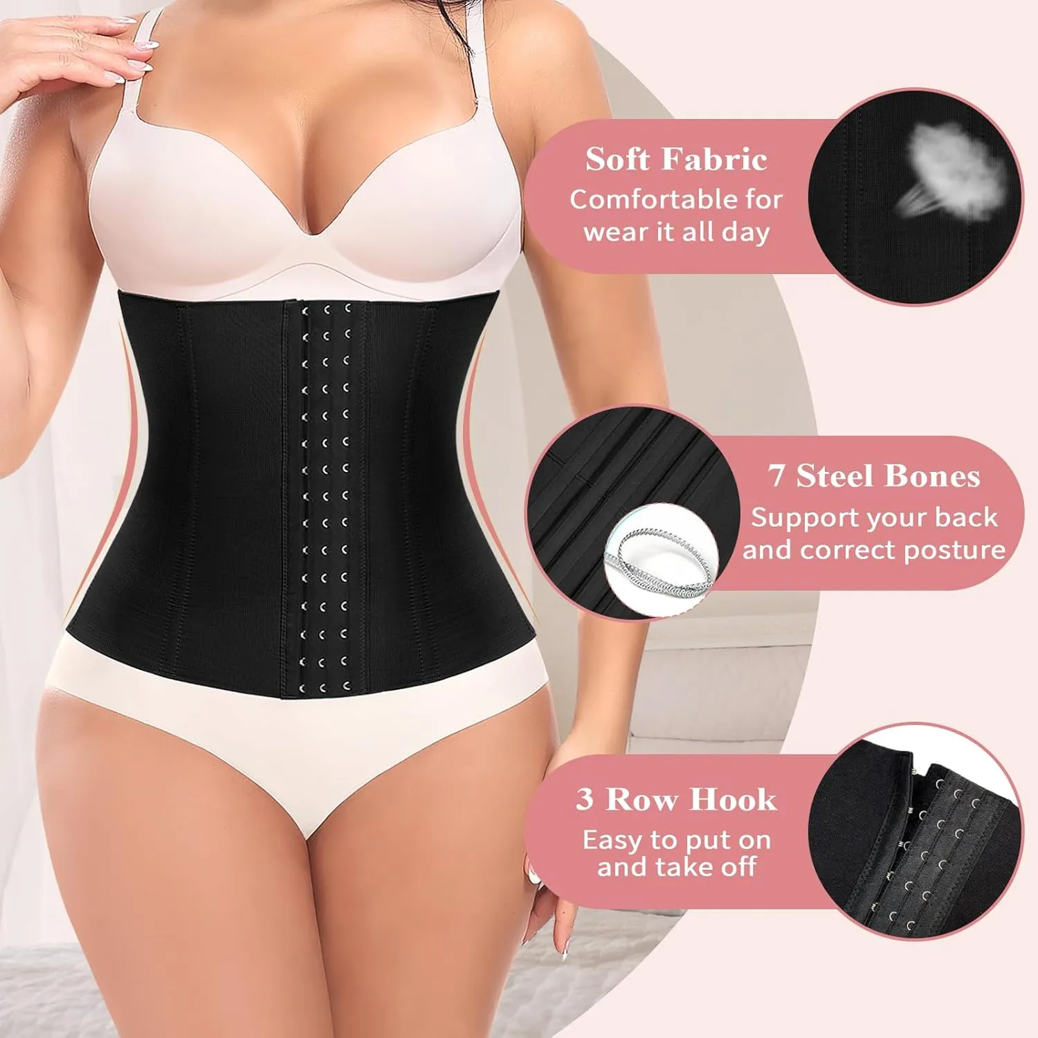 Werena Waist Trainer for Women Corset Shapewear Tummy Control Slimming Body Shaper Girdle Waist Cincher Postpartum Belly Band