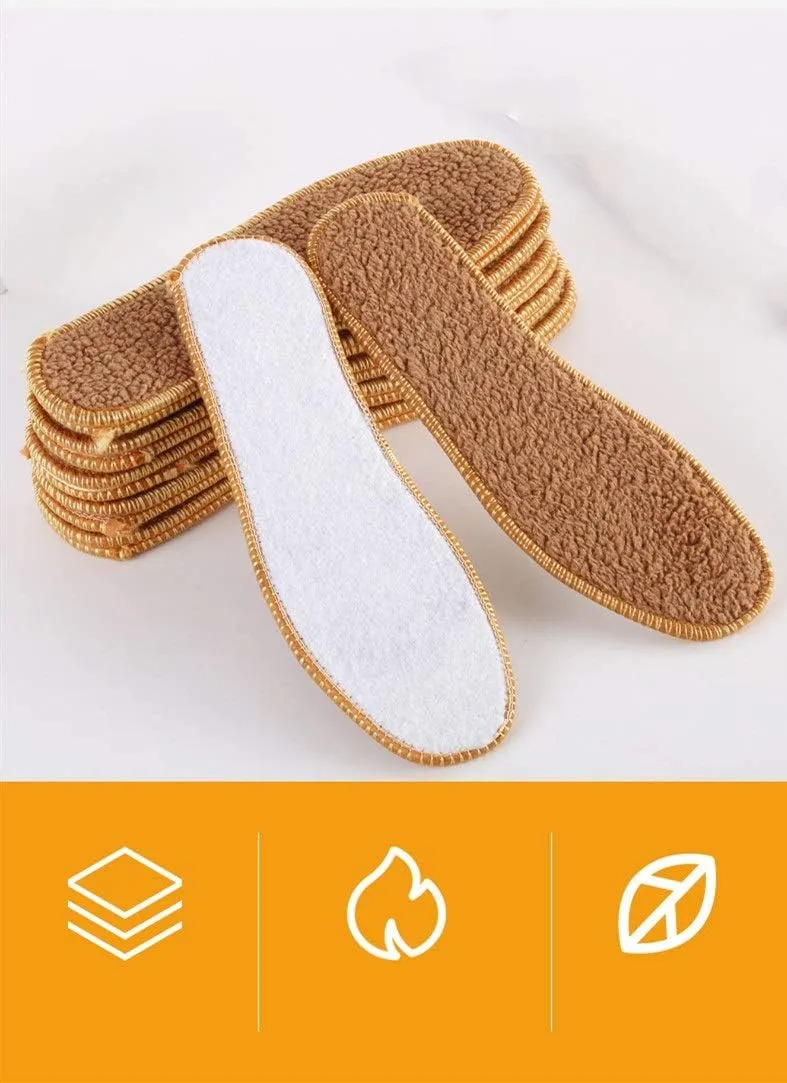 Winter Warm Insoles for Shoes Men Women Imitating Alpaca Wool Velvet Deodorant time! Absorbent Breathable Plush Sports Insole(42)