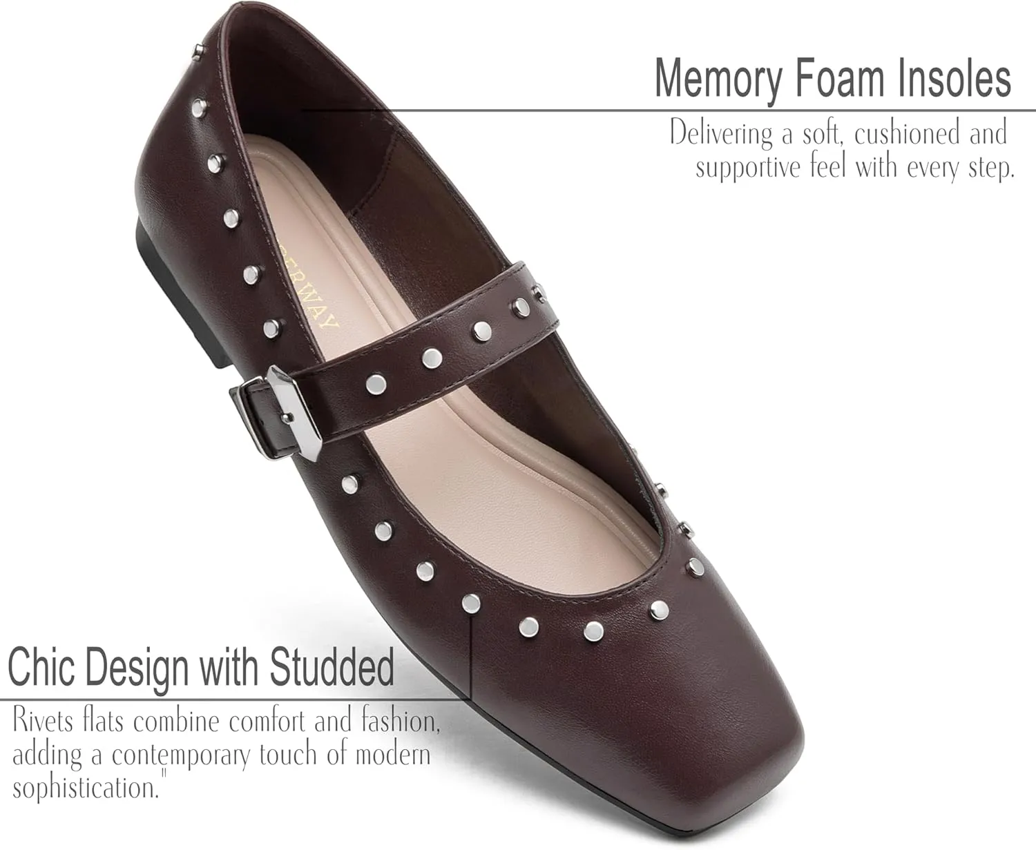 Women Mary Jane Shoes,Slip On Ankle Strap Dress Flat Shoes