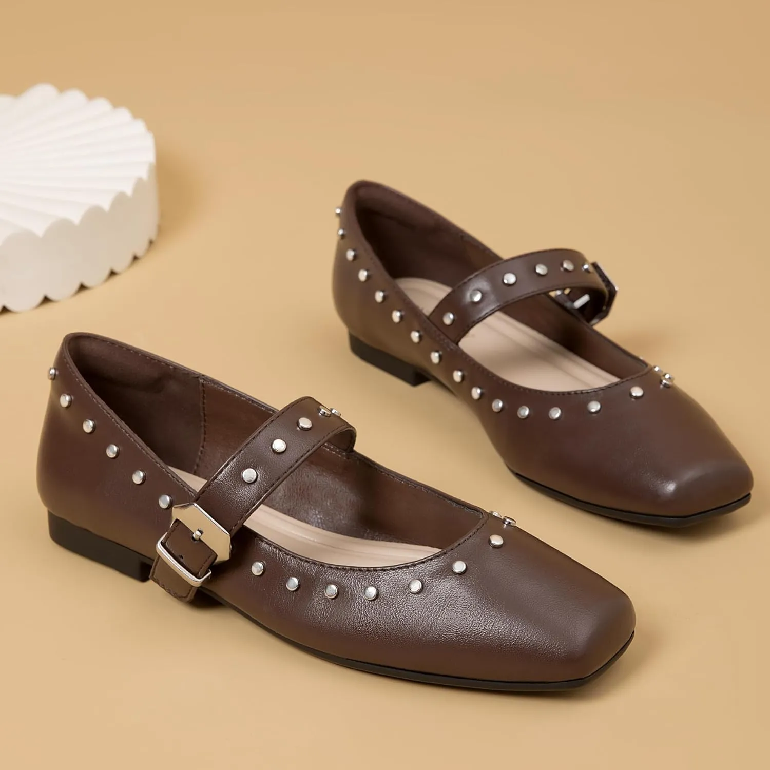 Women Mary Jane Shoes,Slip On Ankle Strap Dress Flat Shoes