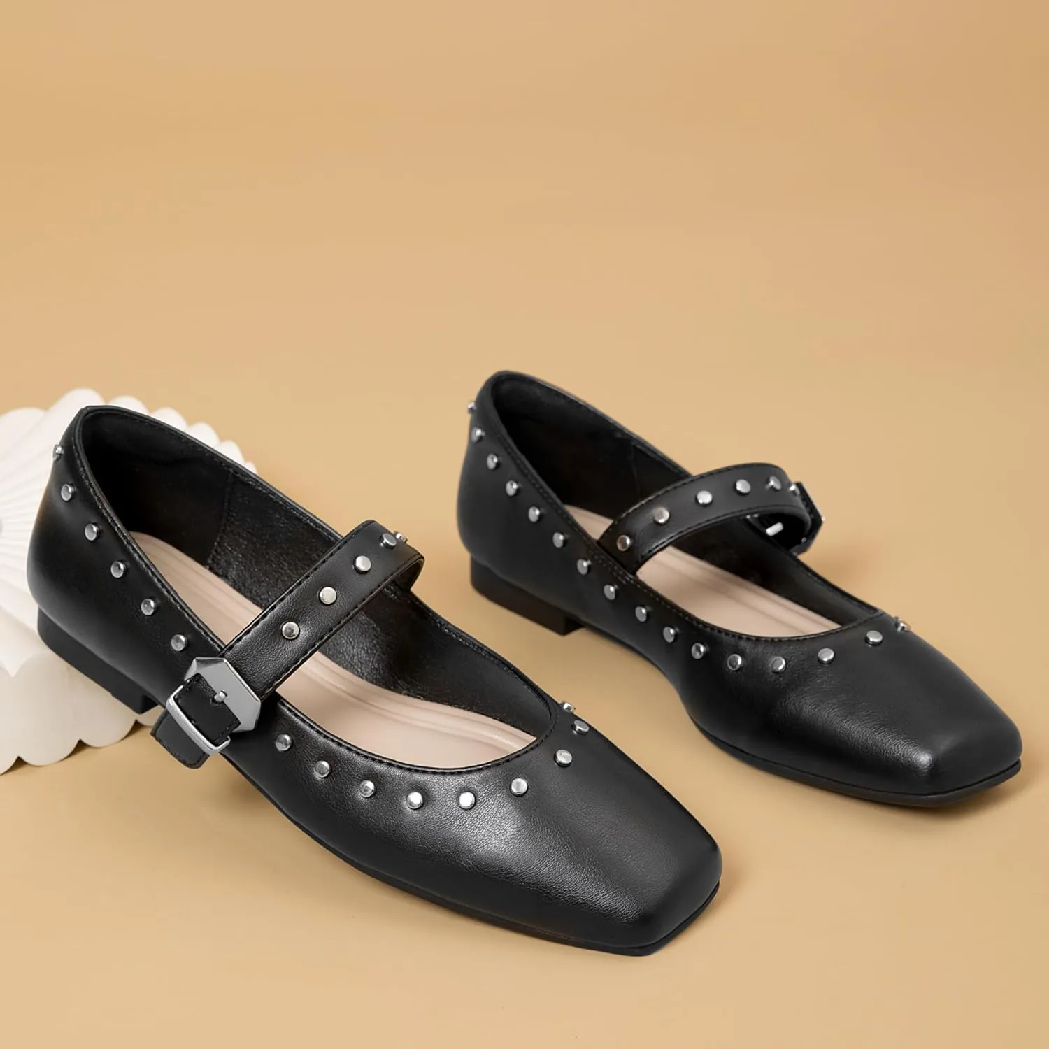 Women Mary Jane Shoes,Slip On Ankle Strap Dress Flat Shoes