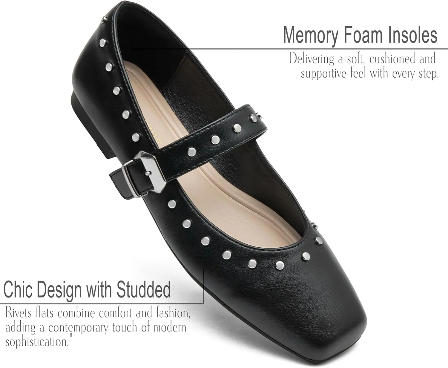 Women Mary Jane Shoes,Slip On Ankle Strap Dress Flat Shoes