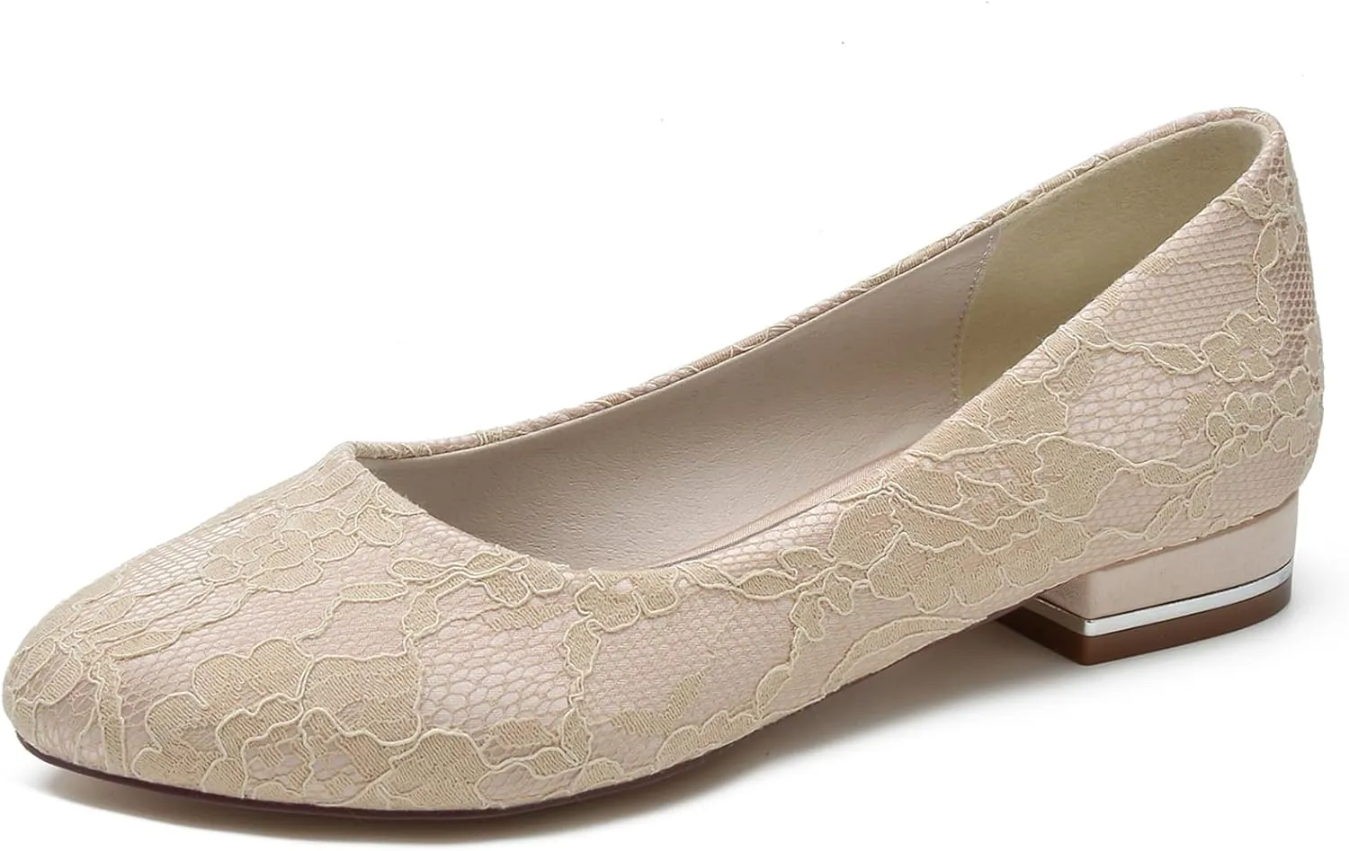 Women Slip On Lace Wedding Flats Wedding Shoes for Bride Shoes Closed Toe Ballet Flats
